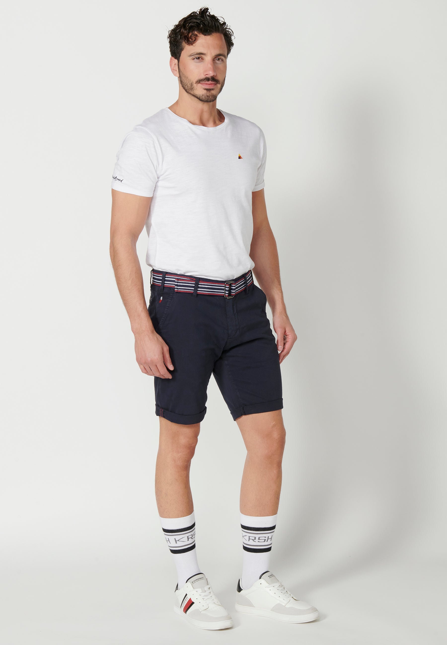 Bermuda Hombre Chino Acabado Vuelta Cinturón Marinero – Koroshi 2311PS07