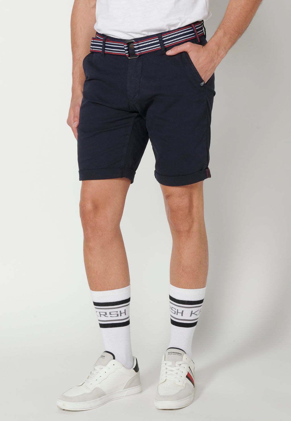 Bermuda Hombre Chino Acabado Vuelta Cinturón Marinero – Koroshi 2311PS07