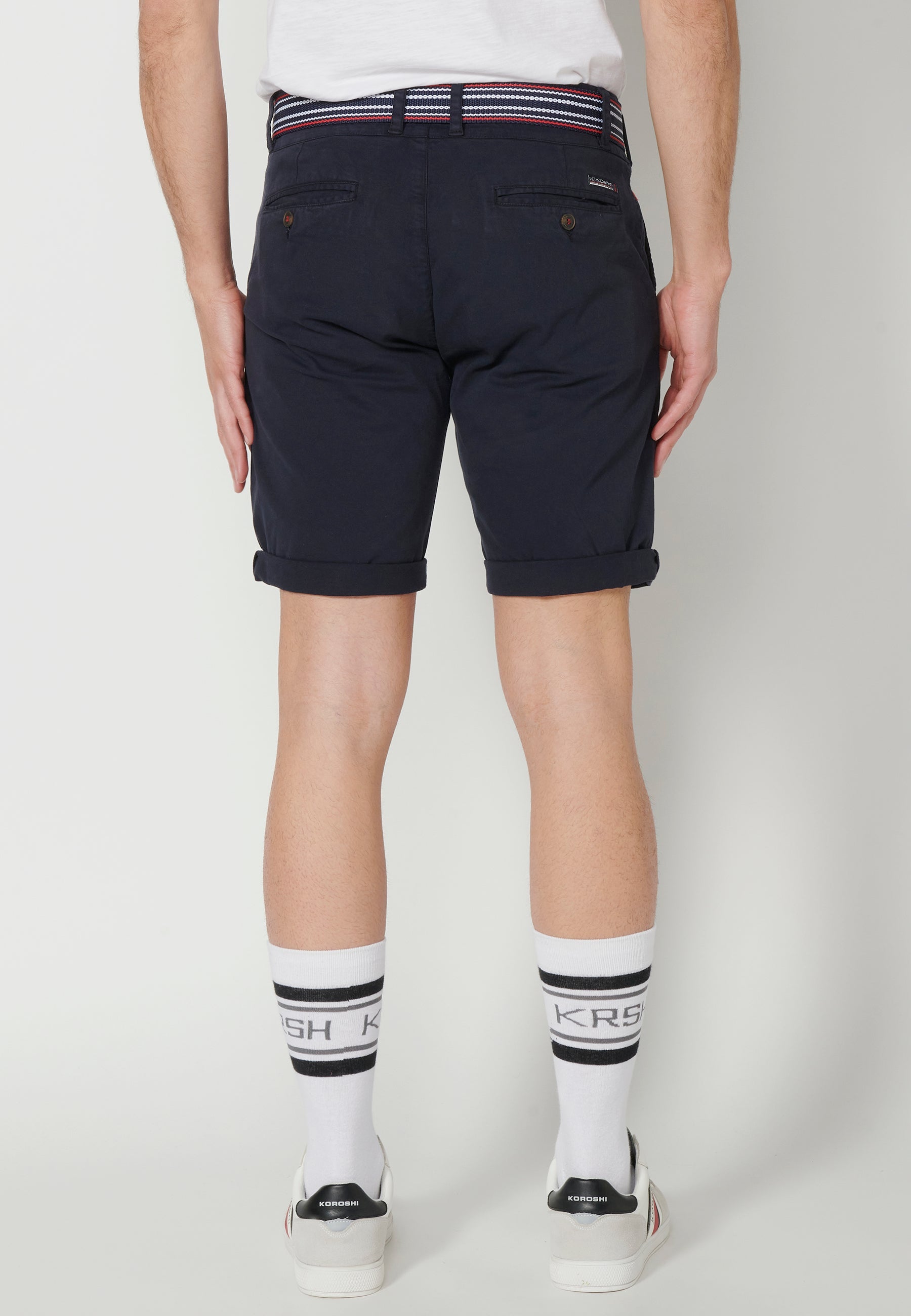 Bermuda Hombre Chino Acabado Vuelta Cinturón Marinero – Koroshi 2311PS07