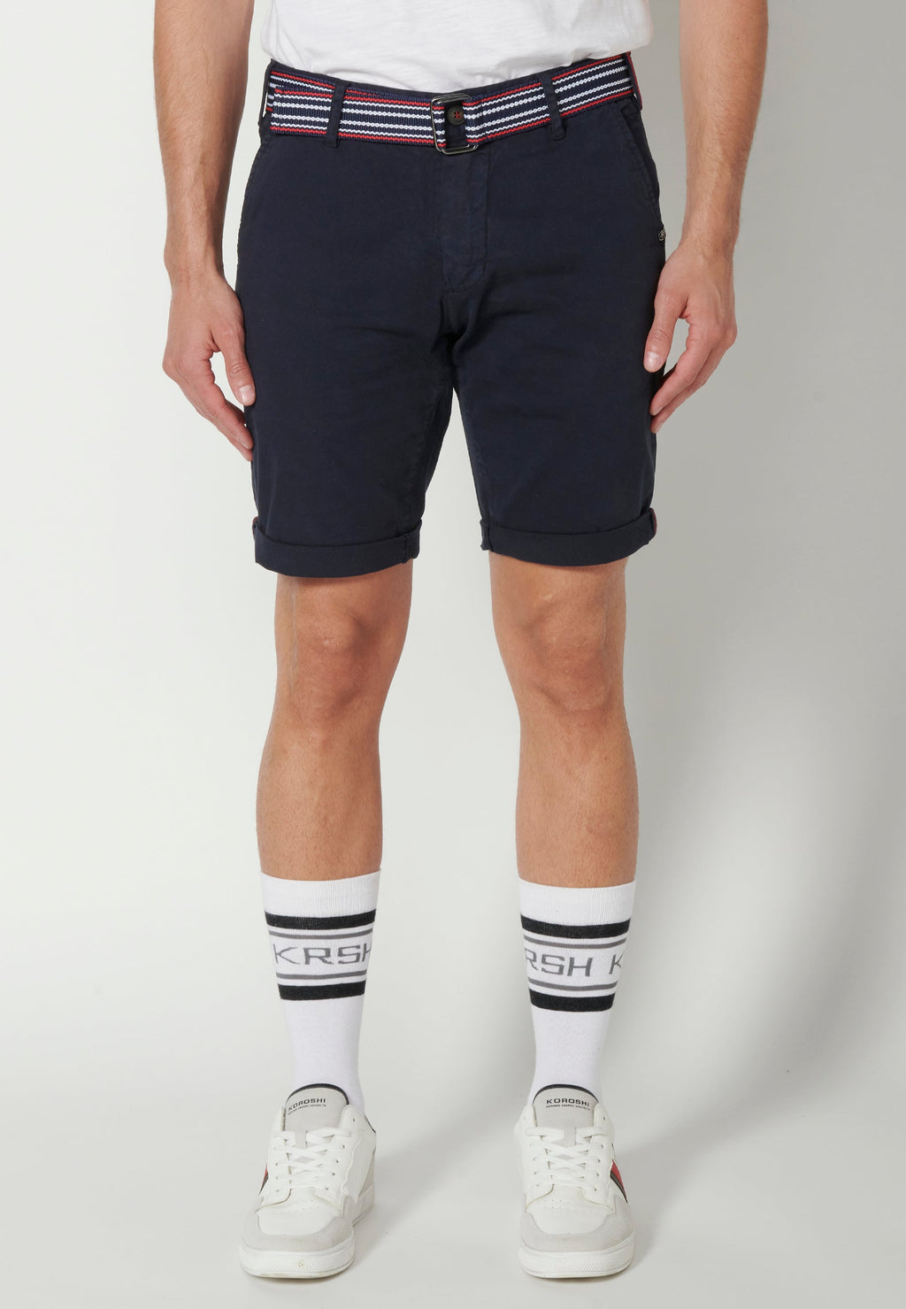 Bermuda Hombre Chino Acabado Vuelta Cinturón Marinero – Koroshi 2311PS07