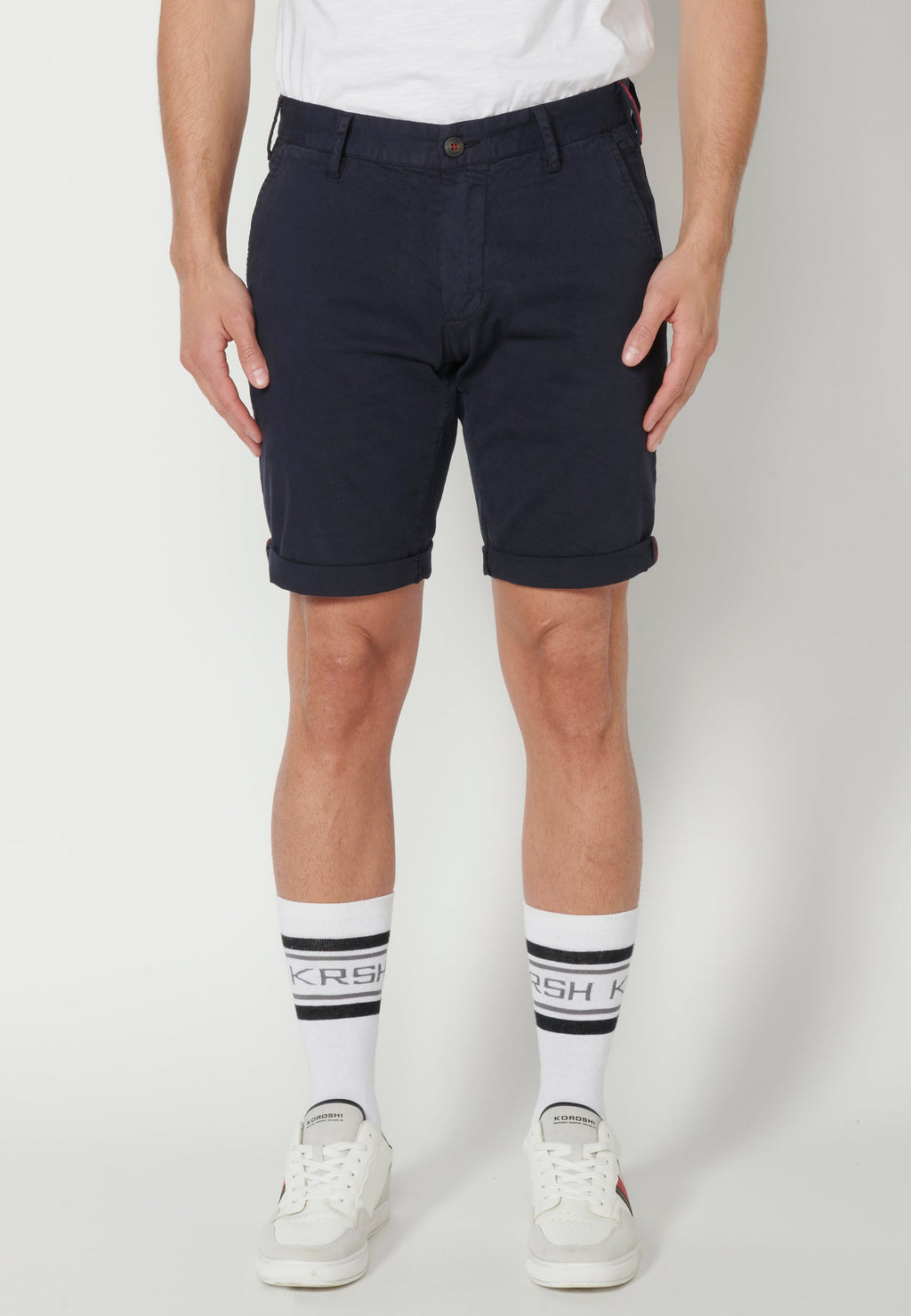 Bermuda Hombre Chino Acabado Vuelta Cinturón Marinero – Koroshi 2311PS07
