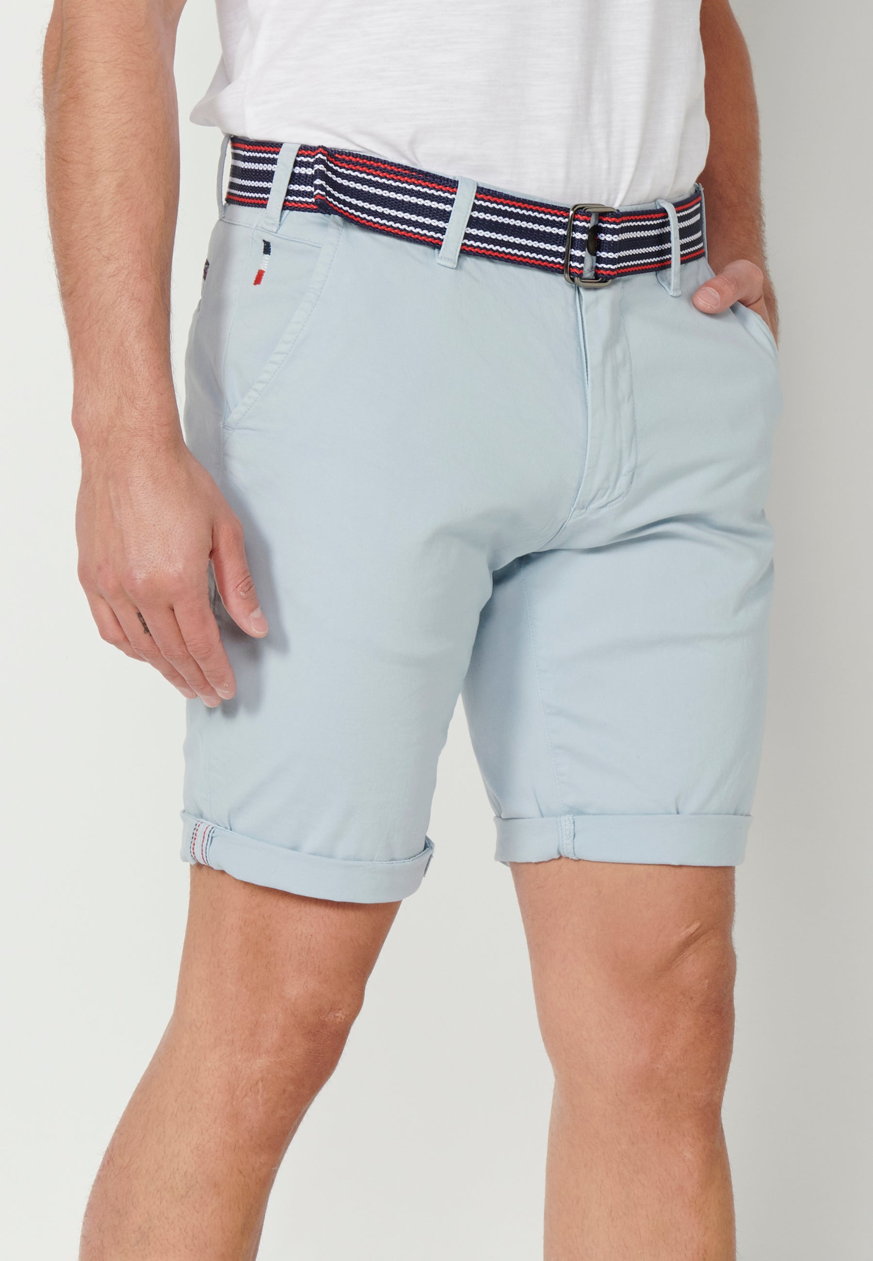 Bermuda Hombre Chino Acabado Vuelta Cinturón Marinero – Koroshi 2311PS07