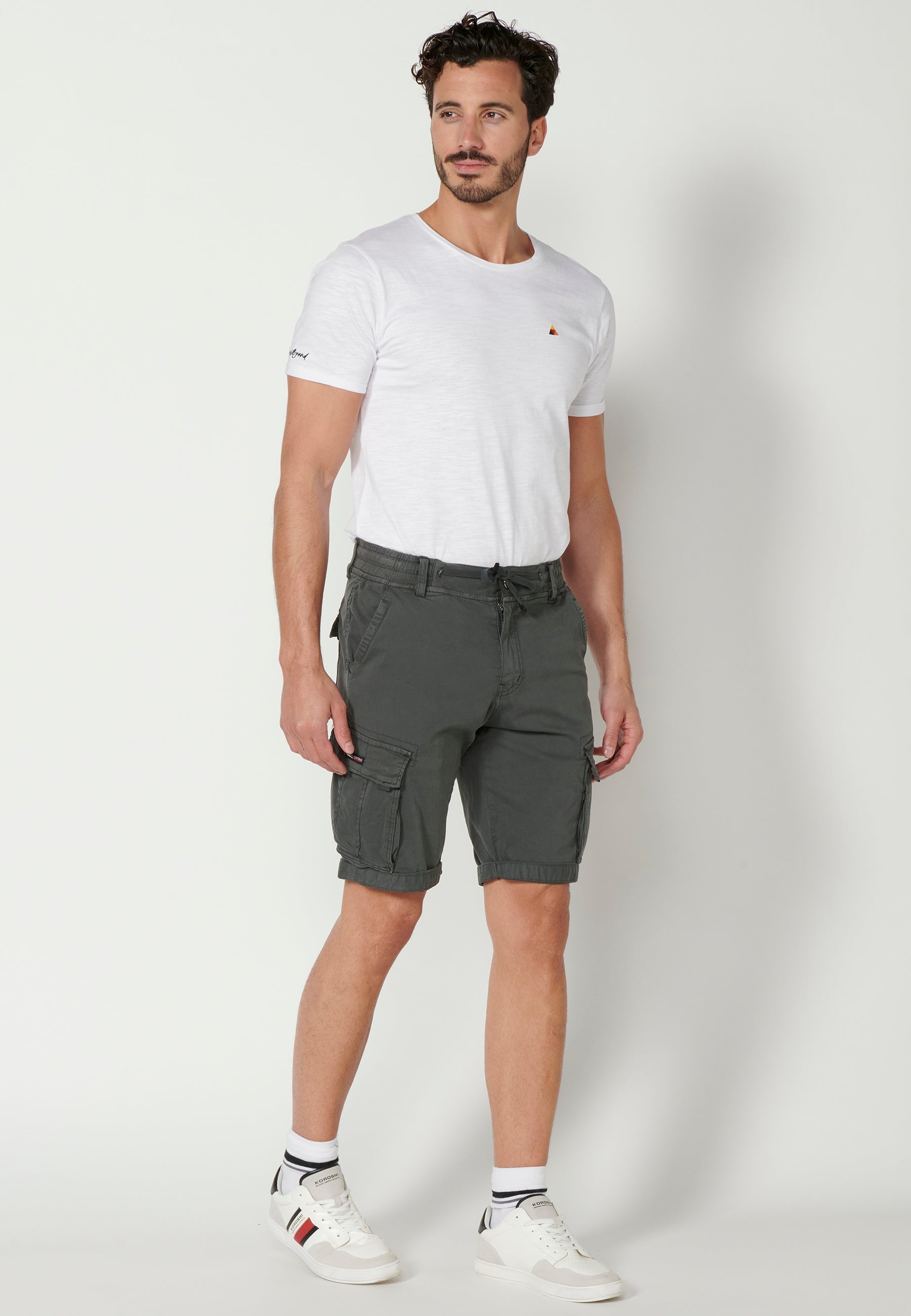 Bermuda Cargo Hombre Acabado Vuelta 6 Bolsillos – Koroshi 2311PS12
