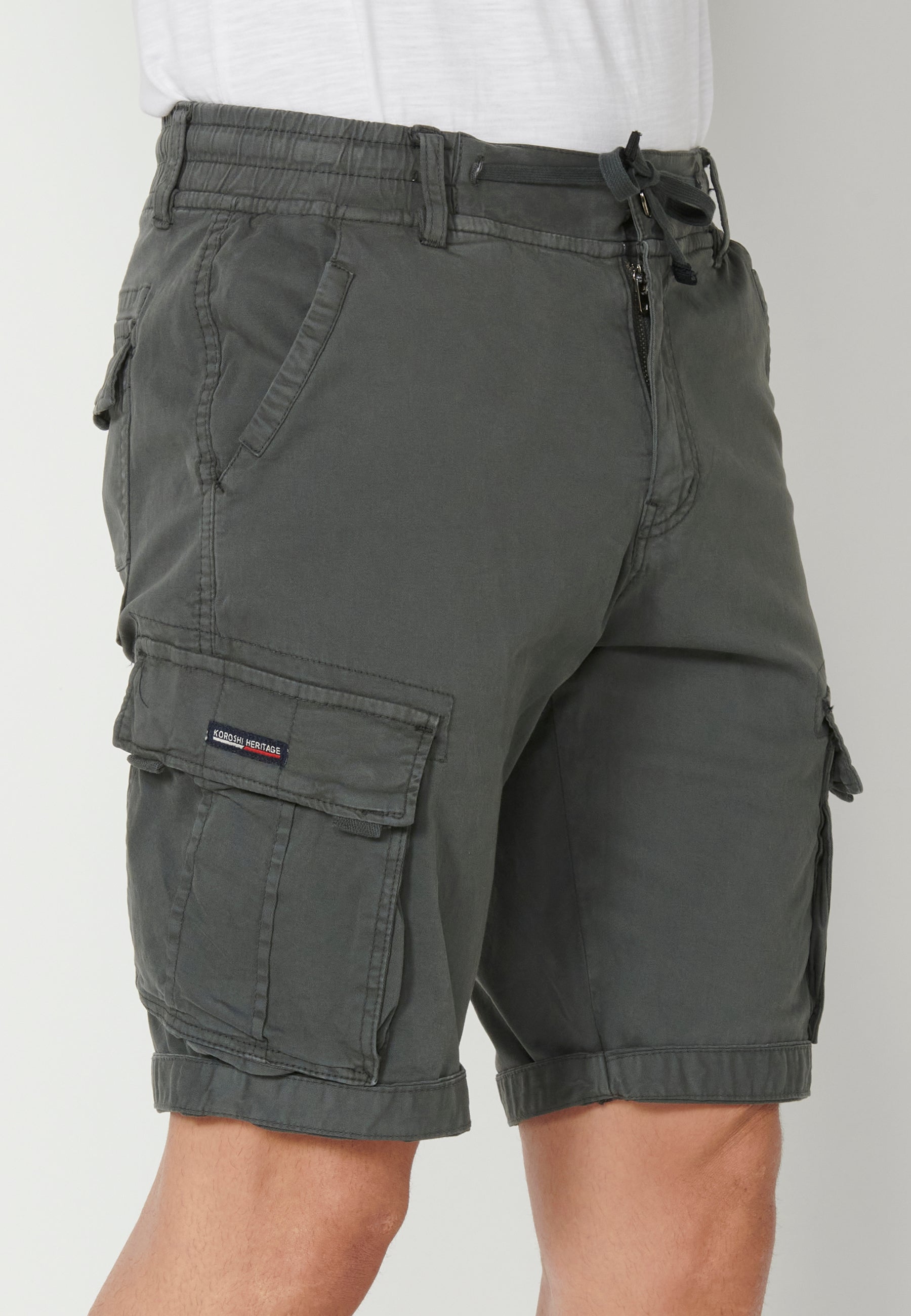 Bermuda Cargo Hombre Acabado Vuelta 6 Bolsillos – Koroshi 2311PS12