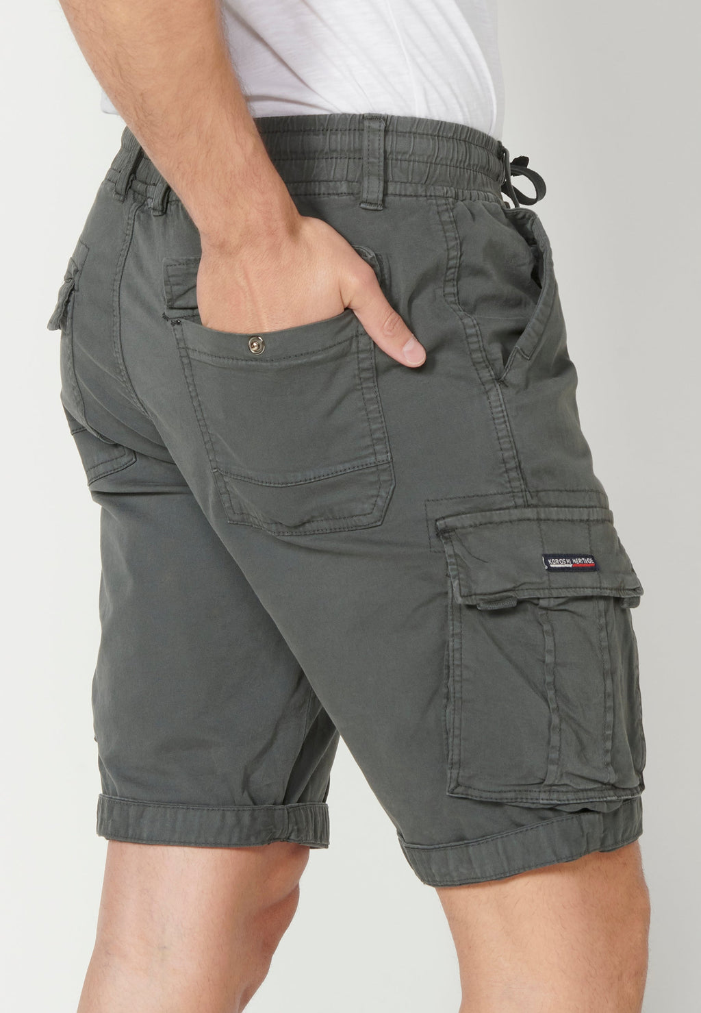 Bermuda Cargo Hombre Acabado Vuelta 6 Bolsillos – Koroshi 2311PS12