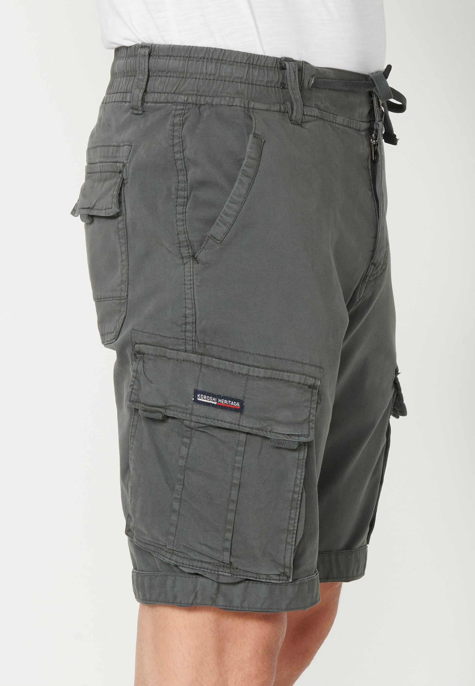 Bermuda Cargo Hombre Acabado Vuelta 6 Bolsillos – Koroshi 2311PS12