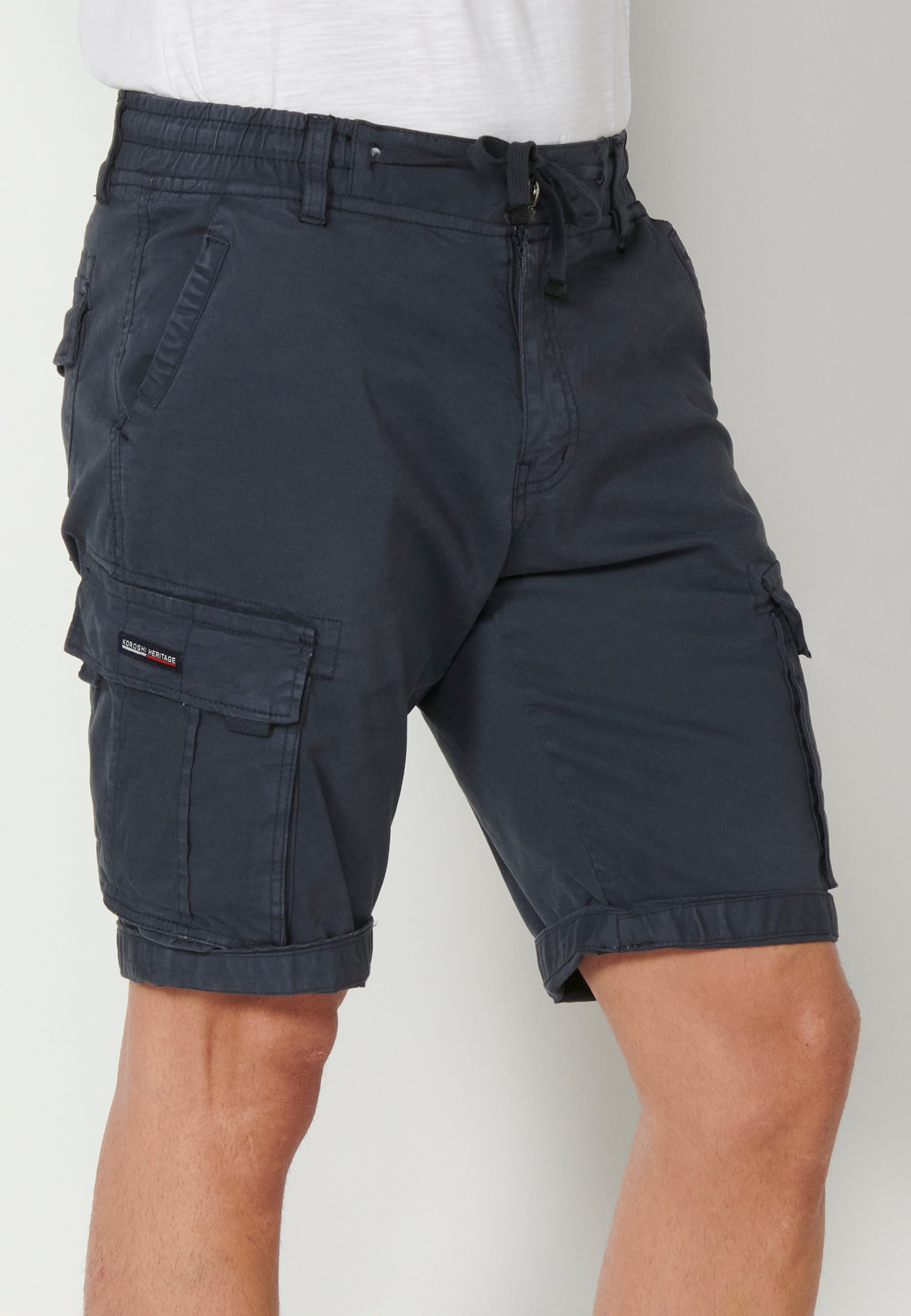 Bermuda Cargo Hombre Acabado Vuelta 6 Bolsillos – Koroshi 2311PS12