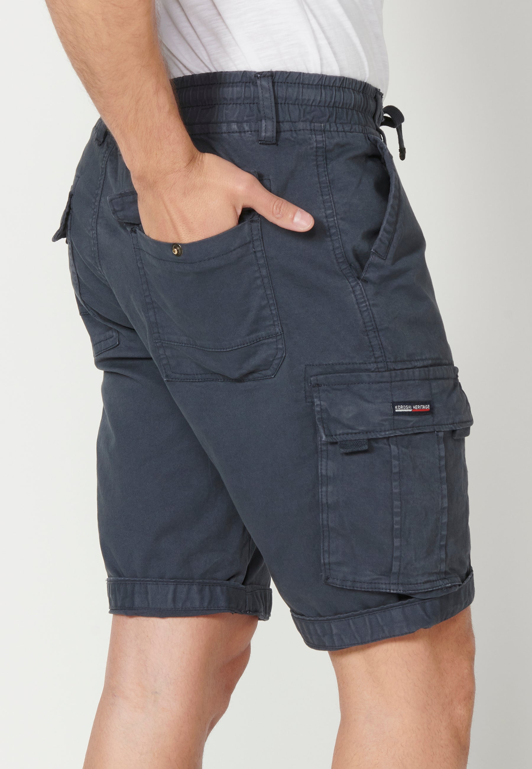Bermuda Cargo Hombre Acabado Vuelta 6 Bolsillos – Koroshi 2311PS12