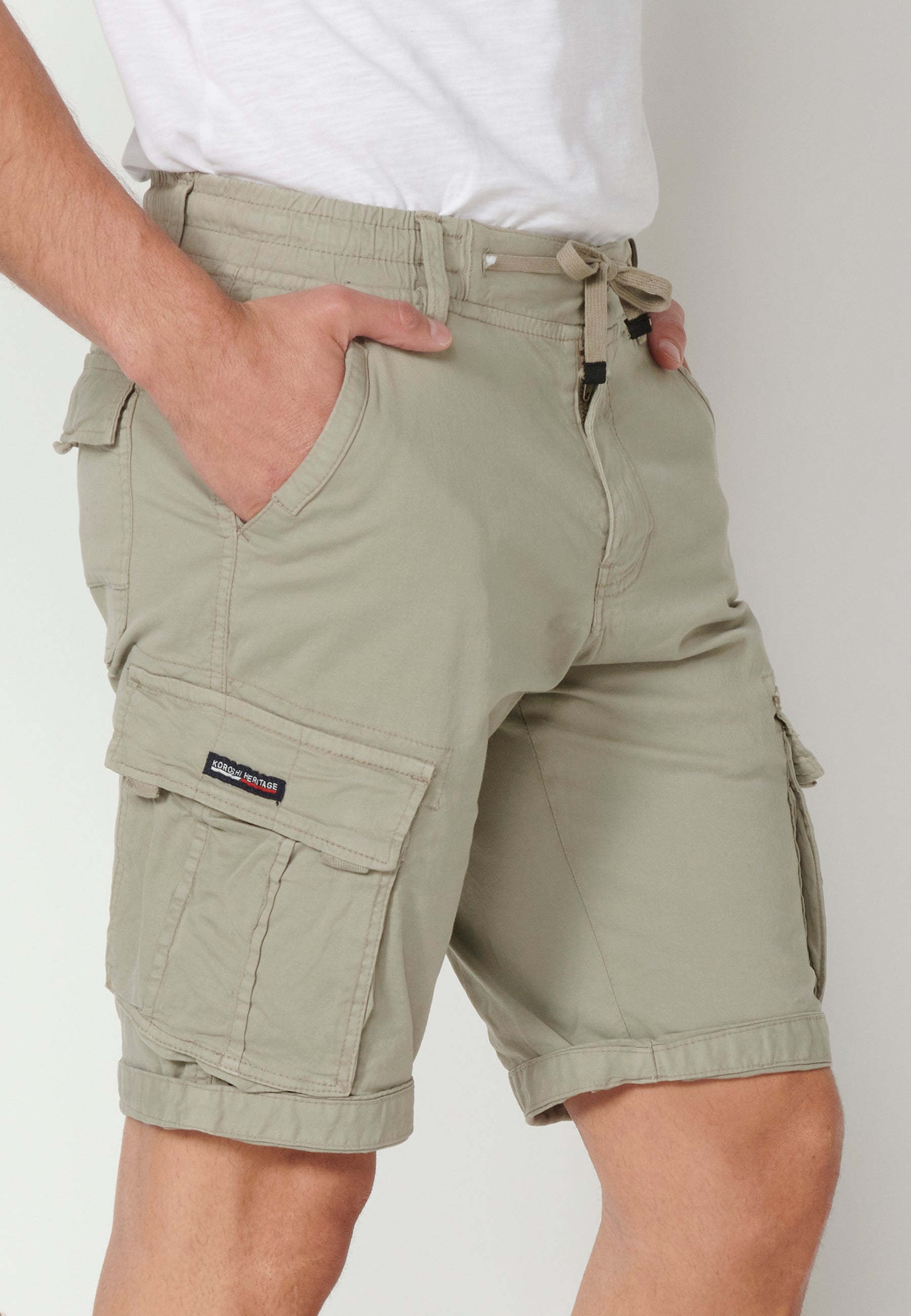 Bermuda Cargo Hombre Acabado Vuelta 6 Bolsillos – Koroshi 2311PS12