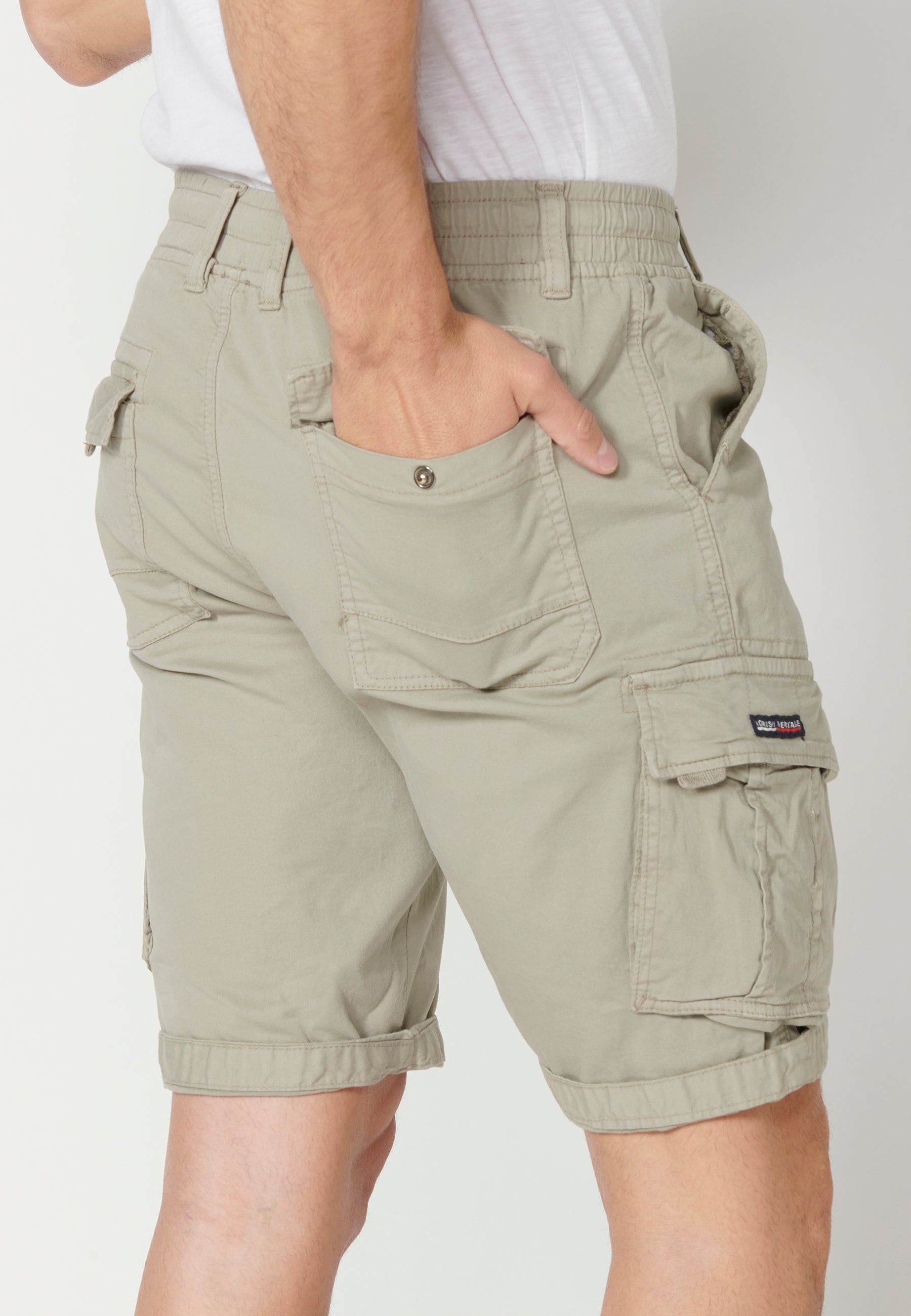 Bermuda Cargo Hombre Acabado Vuelta 6 Bolsillos – Koroshi 2311PS12