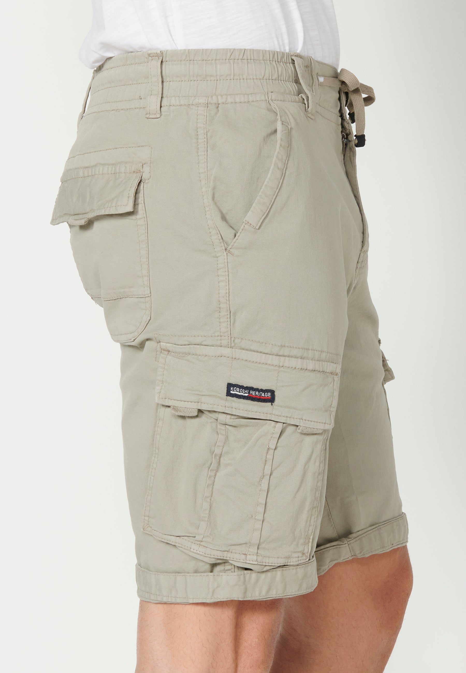 Bermuda Cargo Hombre Acabado Vuelta 6 Bolsillos – Koroshi 2311PS12