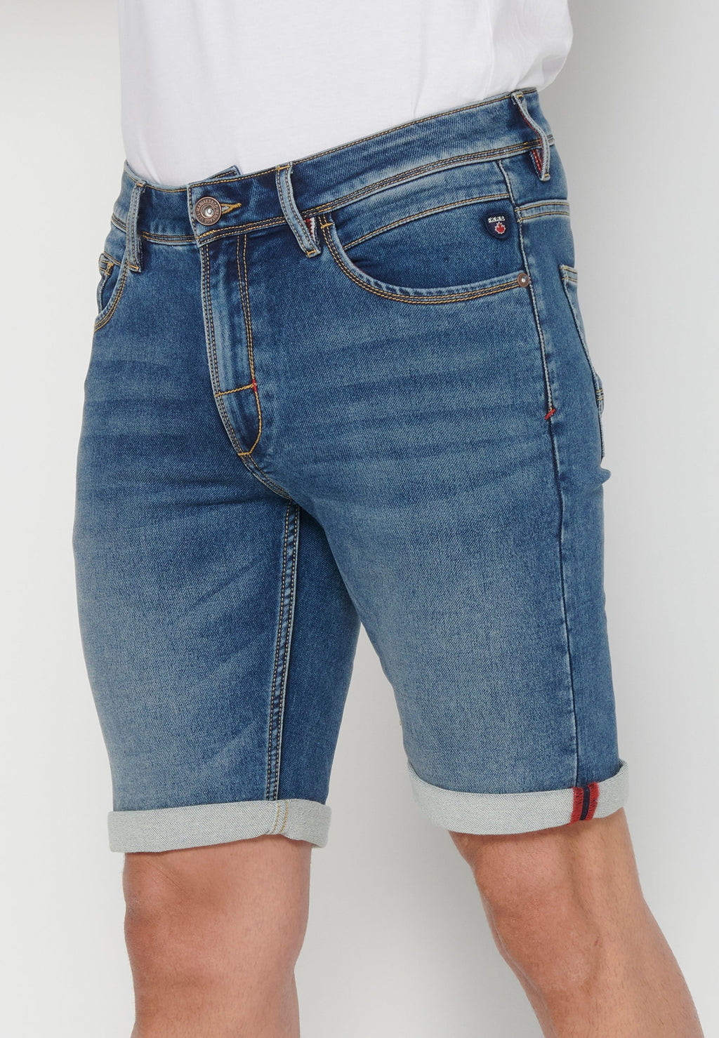 Bermuda Hombre Vaquera Stretch Acabado Vuelta – Koroshi Azul Medio