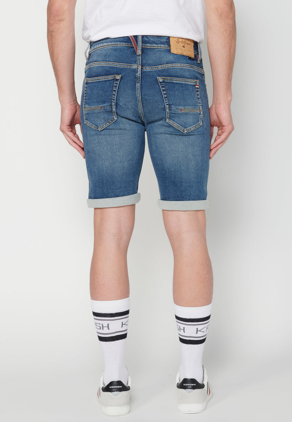 Bermuda Hombre Vaquera Stretch Acabado Vuelta – Koroshi Azul Medio