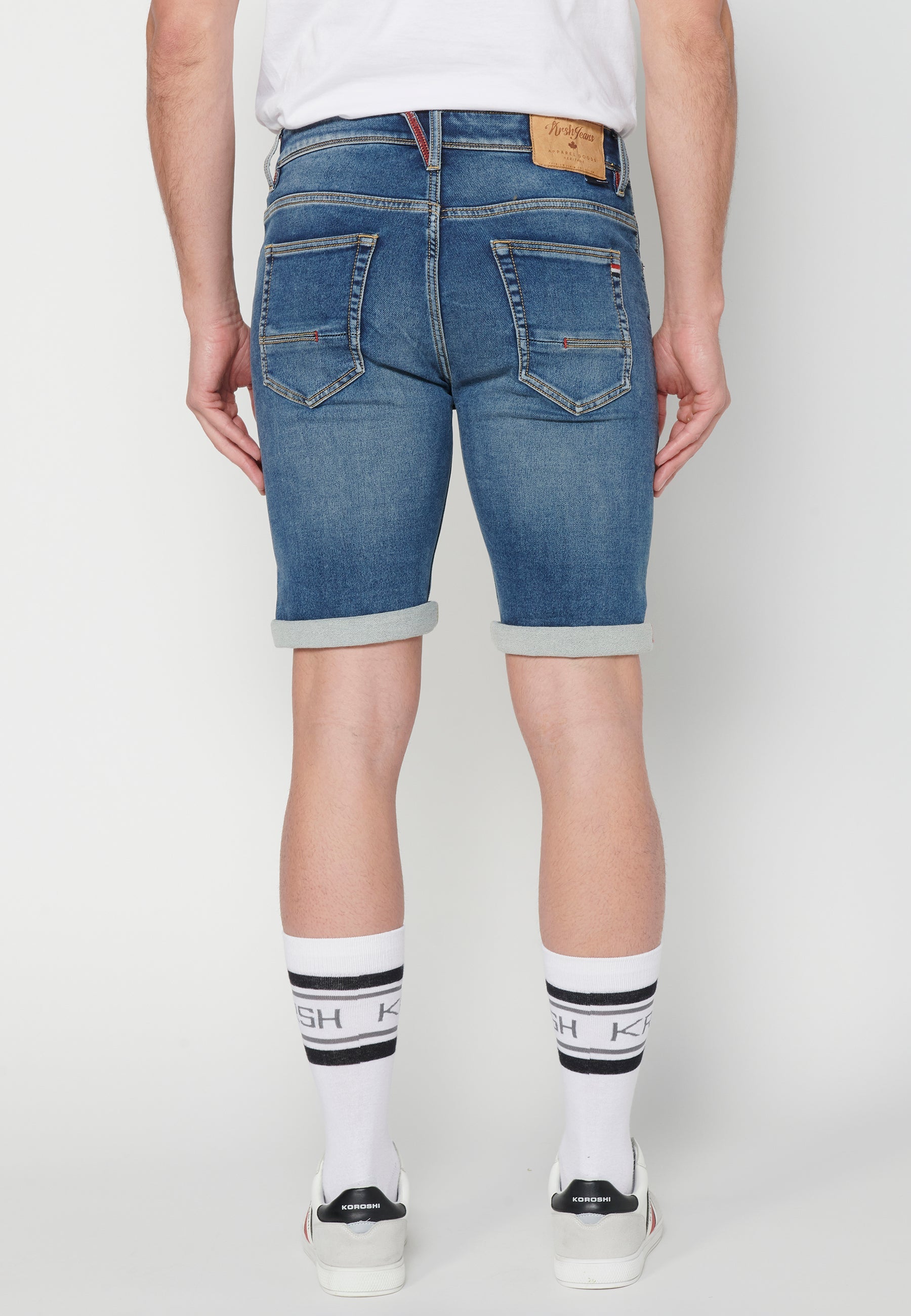 Bermuda Hombre Vaquera Stretch Acabado Vuelta – Koroshi Azul Medio