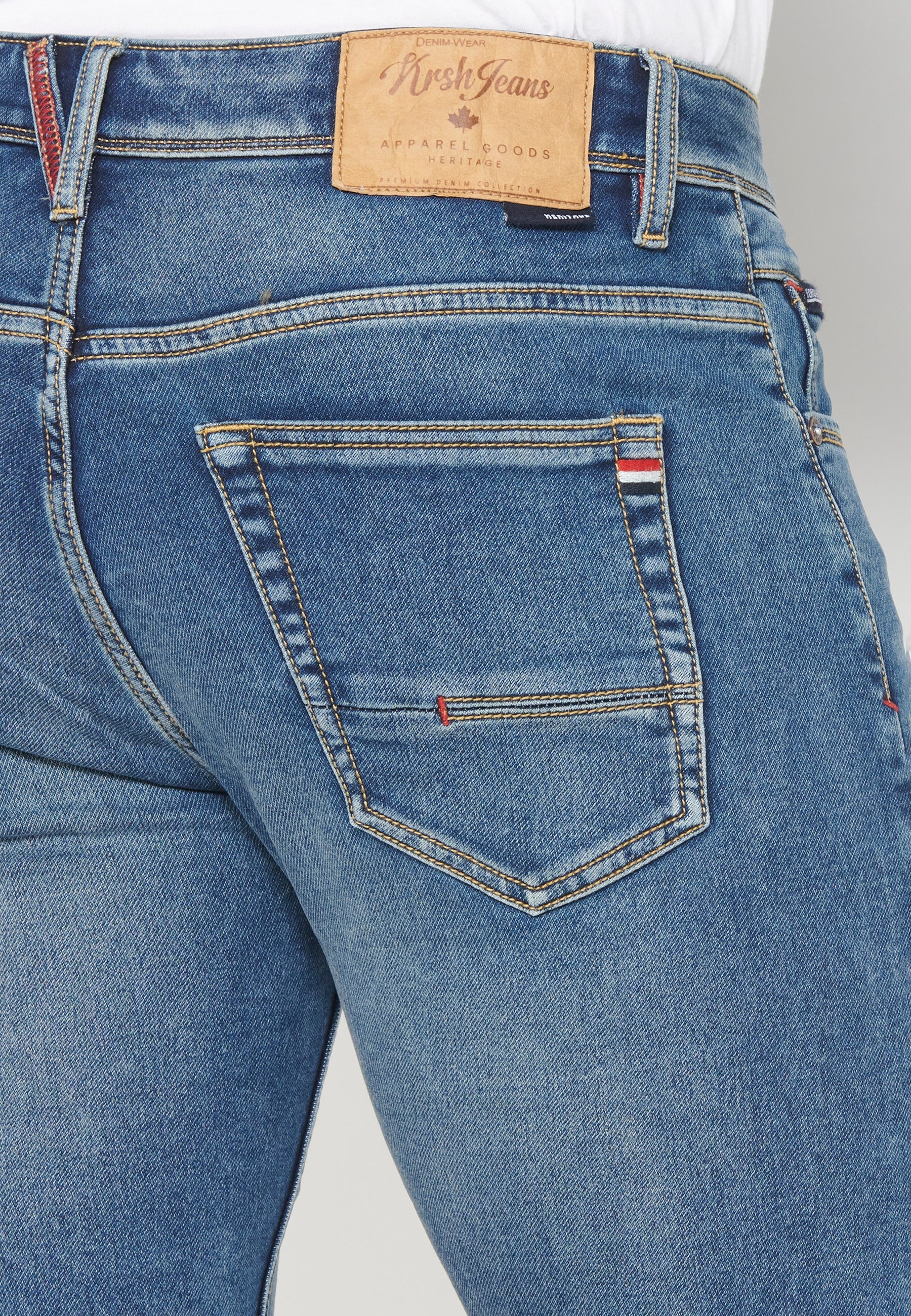 Bermuda Hombre Vaquera Stretch Acabado Vuelta – Koroshi Azul Medio