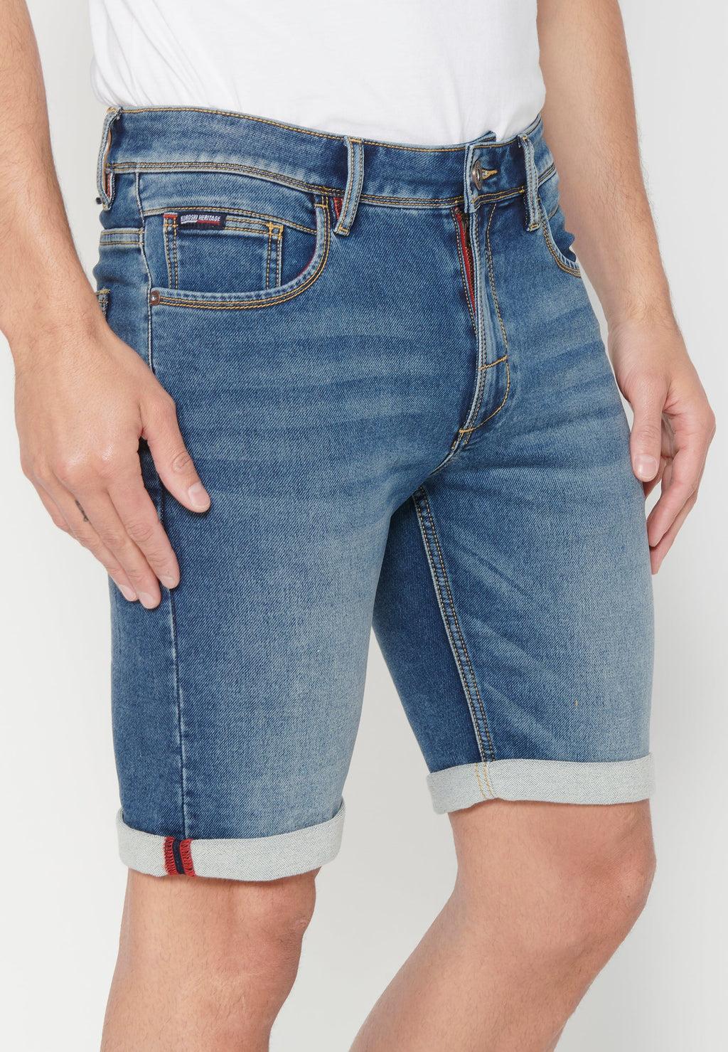 Bermuda Hombre Vaquera Stretch Acabado Vuelta – Koroshi Azul Medio