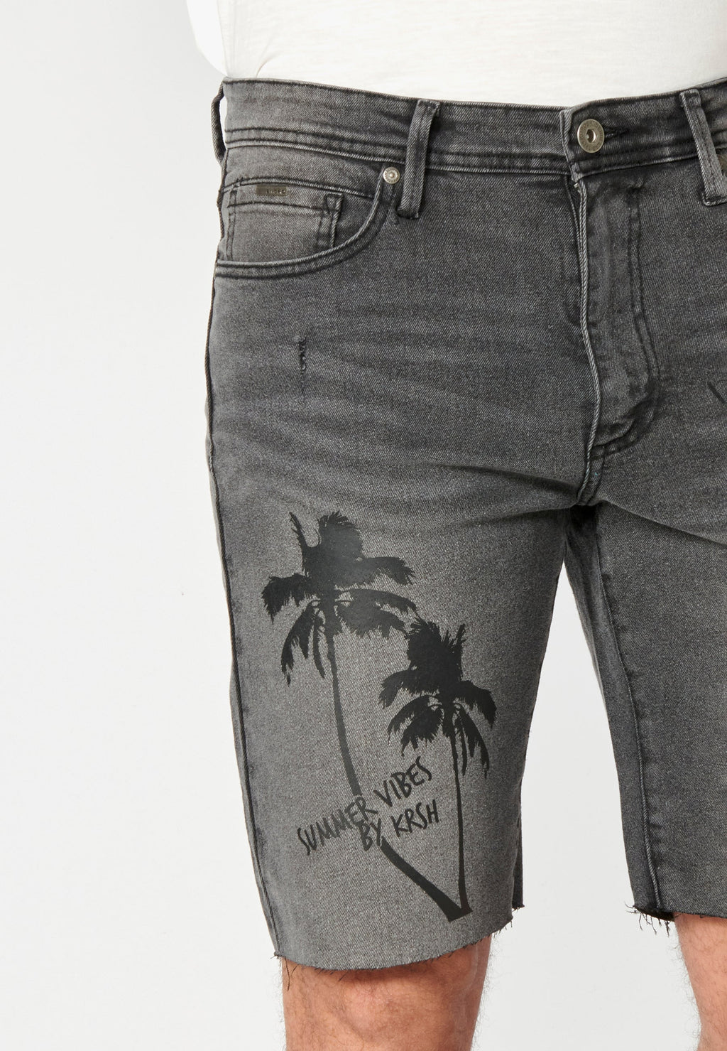 Bermuda Hombre Vaquera Estampado Palmeras – Koroshi Negro