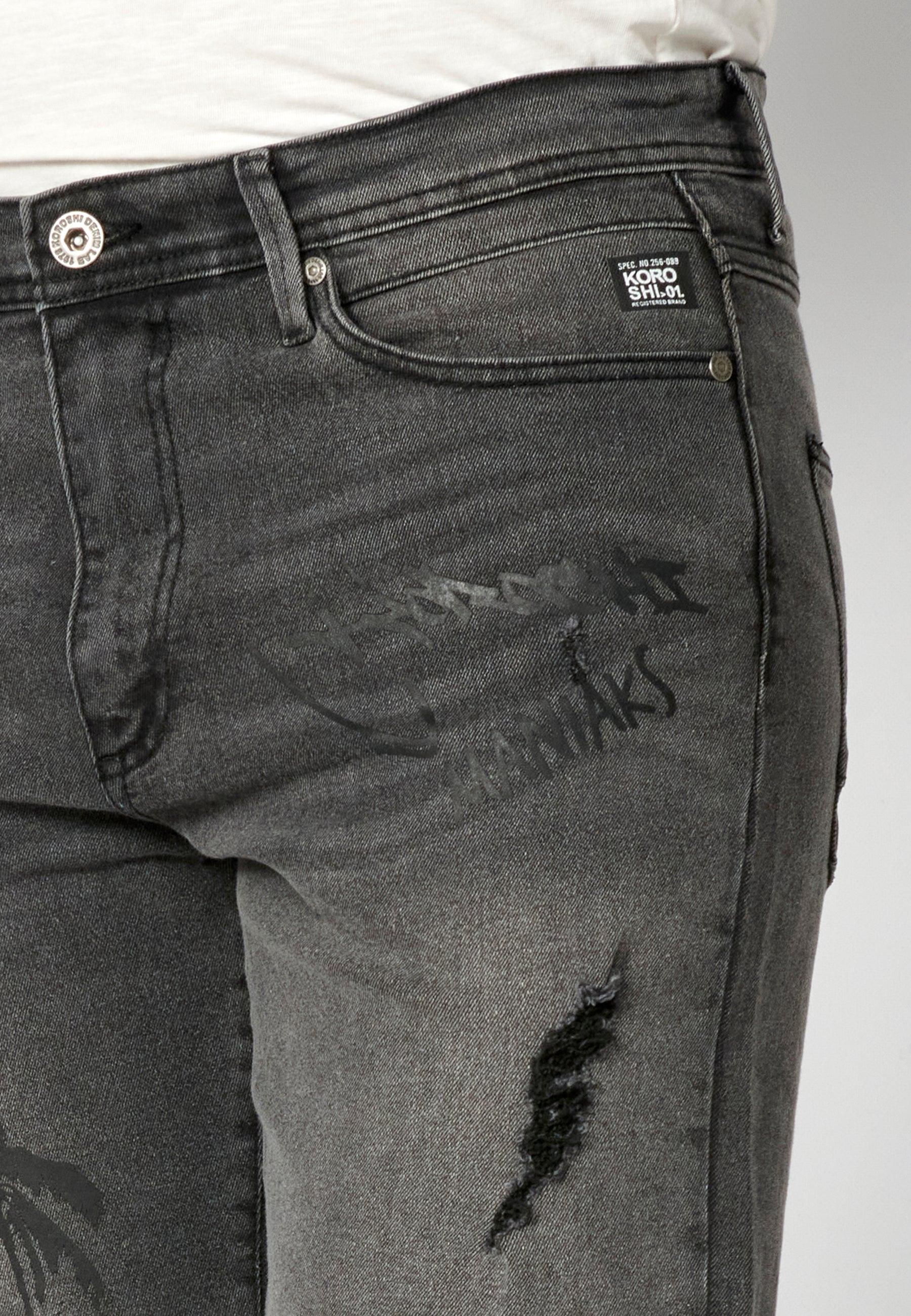 Bermuda Hombre Vaquera Estampado Palmeras – Koroshi Negro