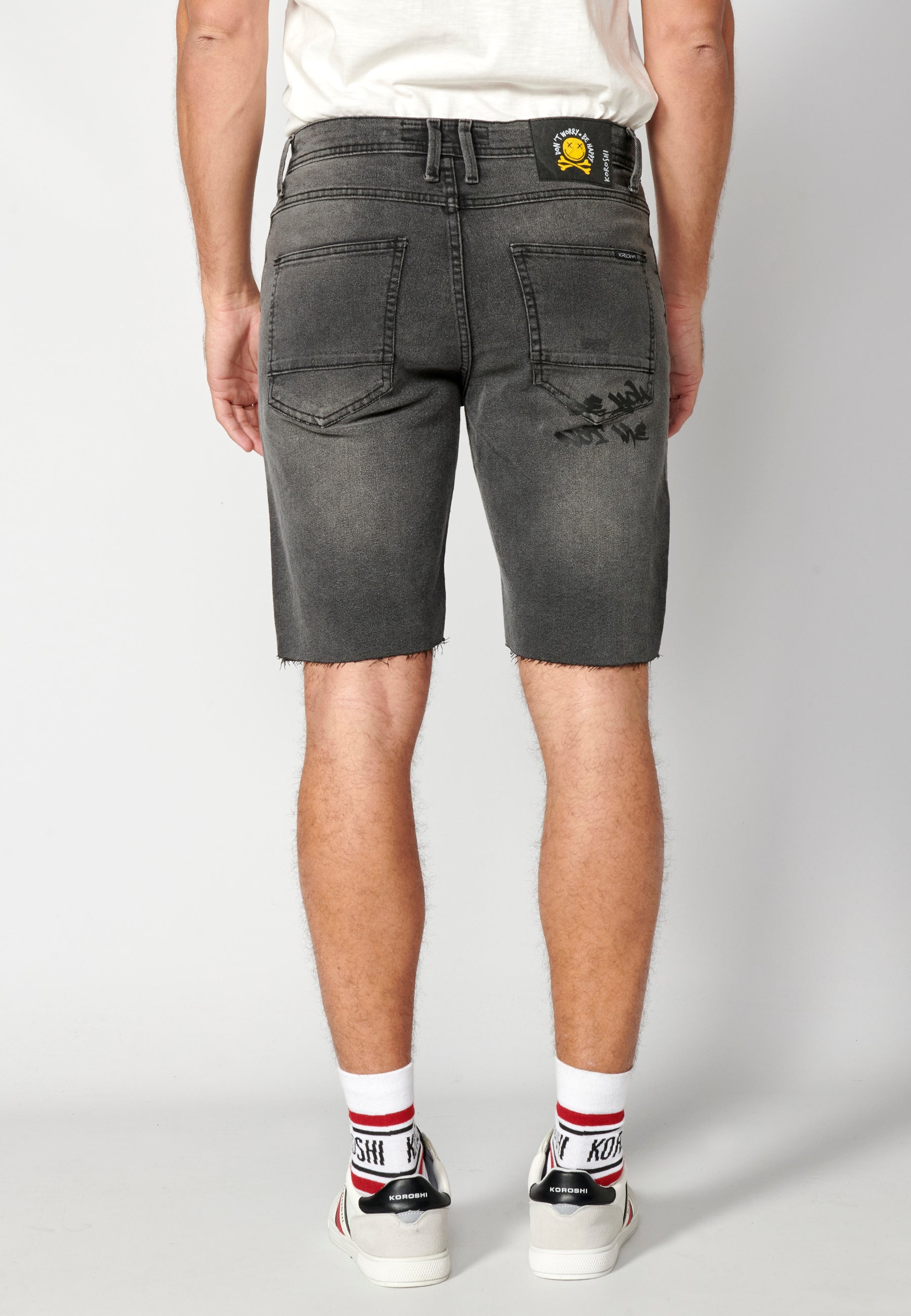 Bermuda Hombre Vaquera Estampado Palmeras – Koroshi Negro