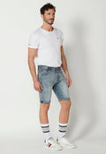 Bermuda Vaquera Hombre Stretch Acabado Vuelta – Koroshi Azul Claro
