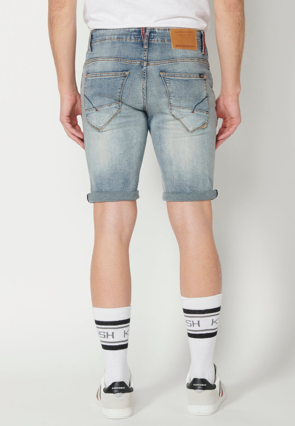 Bermuda Vaquera Hombre Stretch Acabado Vuelta – Koroshi Azul Claro