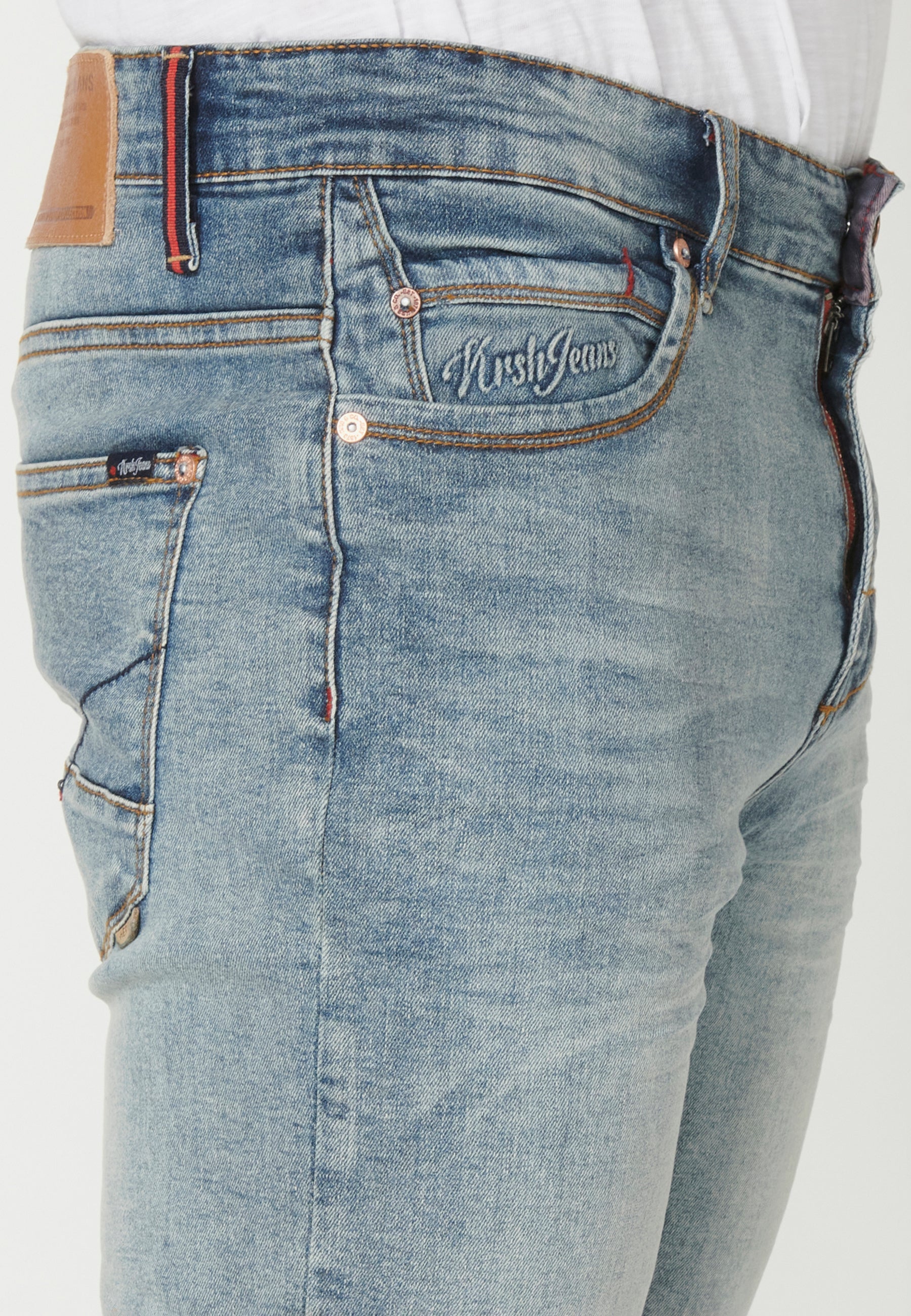 Bermuda Vaquera Hombre Stretch Acabado Vuelta – Koroshi Azul Claro