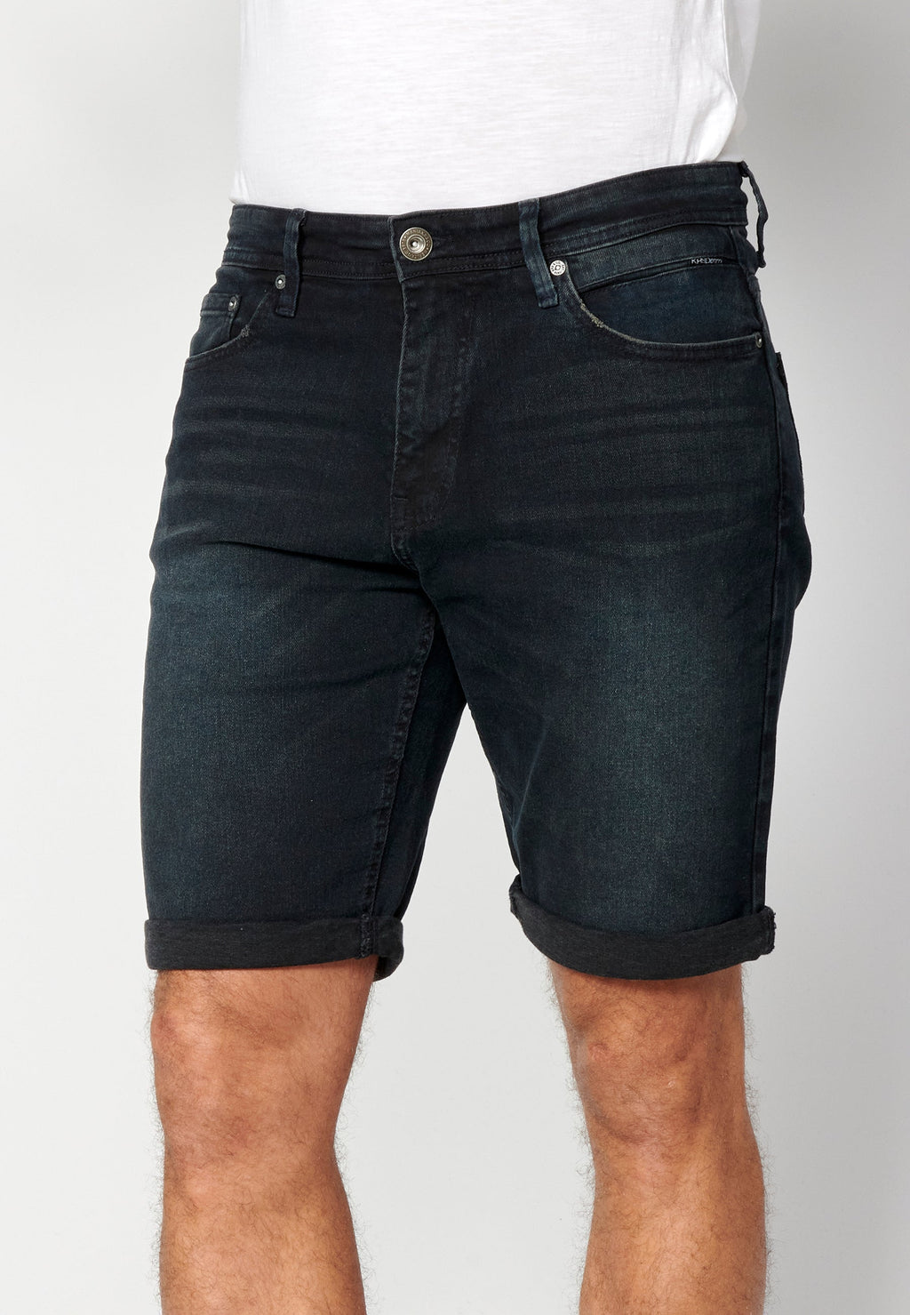 Bermuda Vaquera Hombre Regular Efecto Lavado – Koroshi Azul Oscuro