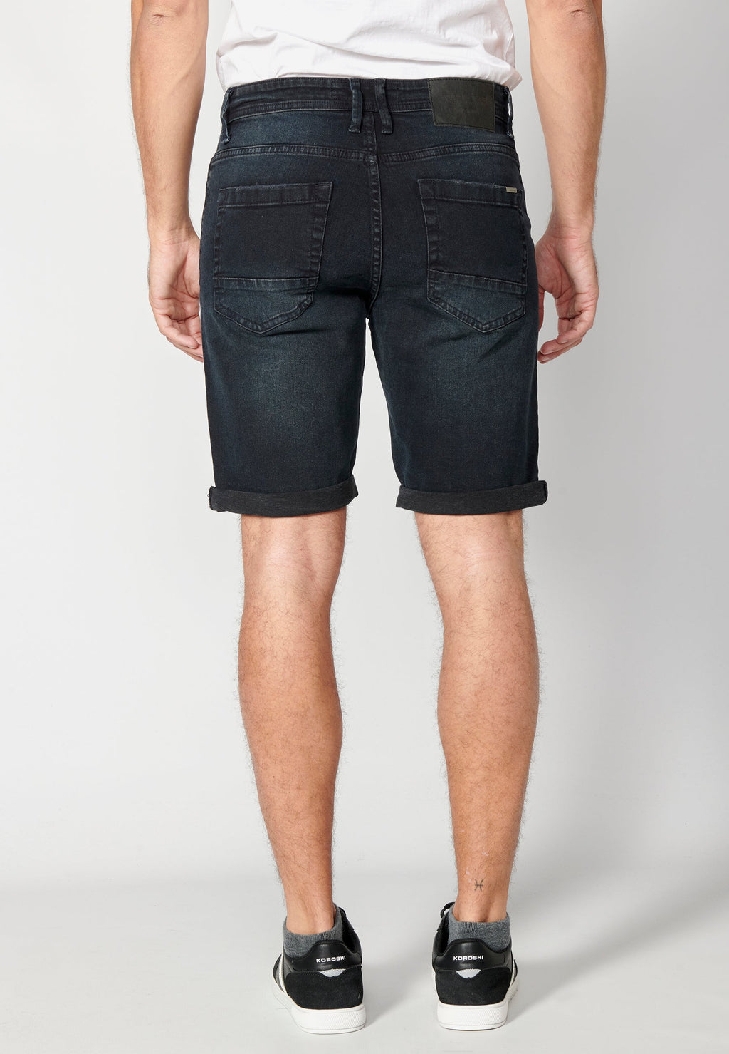 Bermuda Vaquera Hombre Regular Efecto Lavado – Koroshi Azul Oscuro