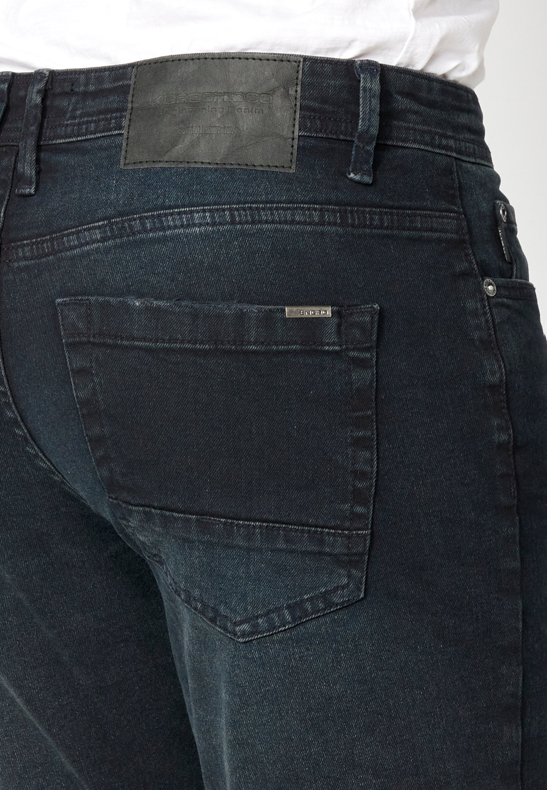 Bermuda Vaquera Hombre Regular Efecto Lavado – Koroshi Azul Oscuro