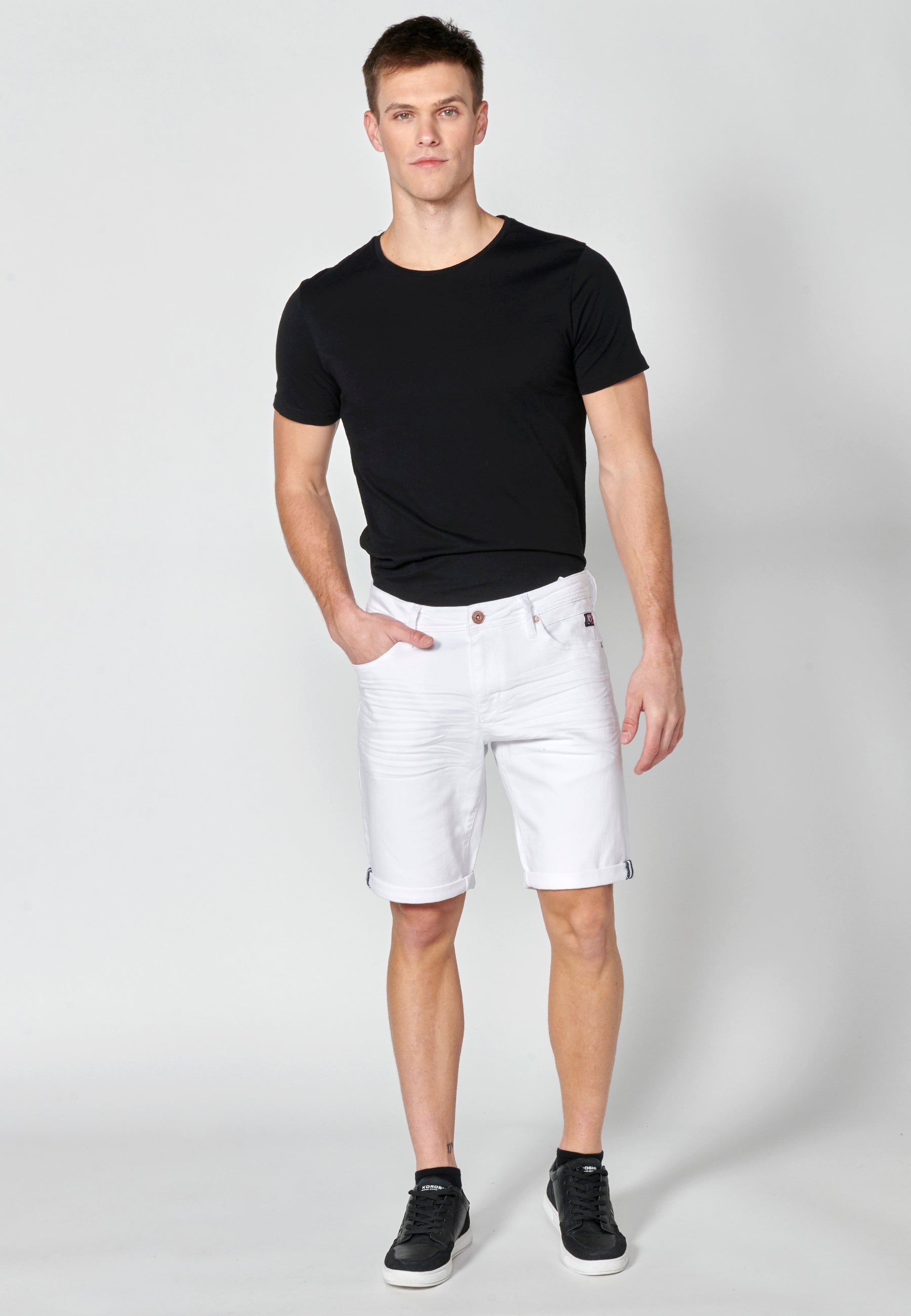 Bermuda Hombre Vaquera Stretch Denim Blanco – Koroshi 2311PS35