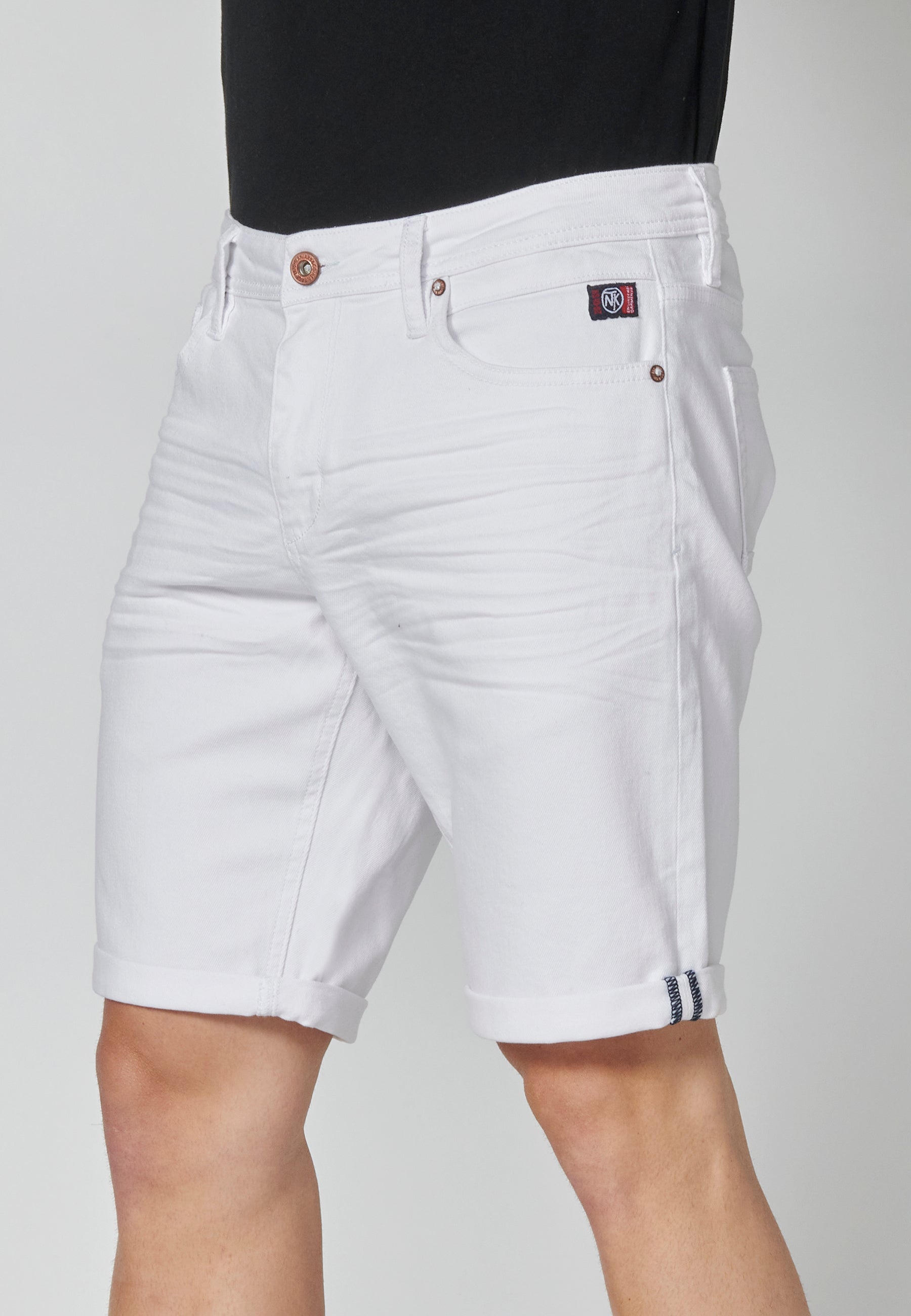 Bermuda Hombre Vaquera Stretch Denim Blanco – Koroshi 2311PS35