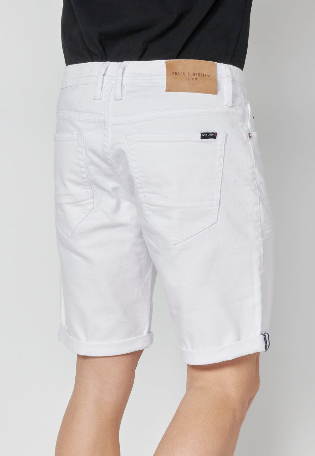 Bermuda Hombre Vaquera Stretch Denim Blanco – Koroshi 2311PS35