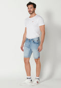 Bermuda Hombre Vaquera Stretch Acabado Vuelta 5 Bolsillos – Koroshi Azul Claro