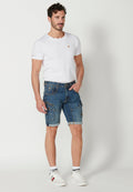 Bermuda Hombre Vaquera Stretch Acabado Vuelta Azul Medio – Koroshi