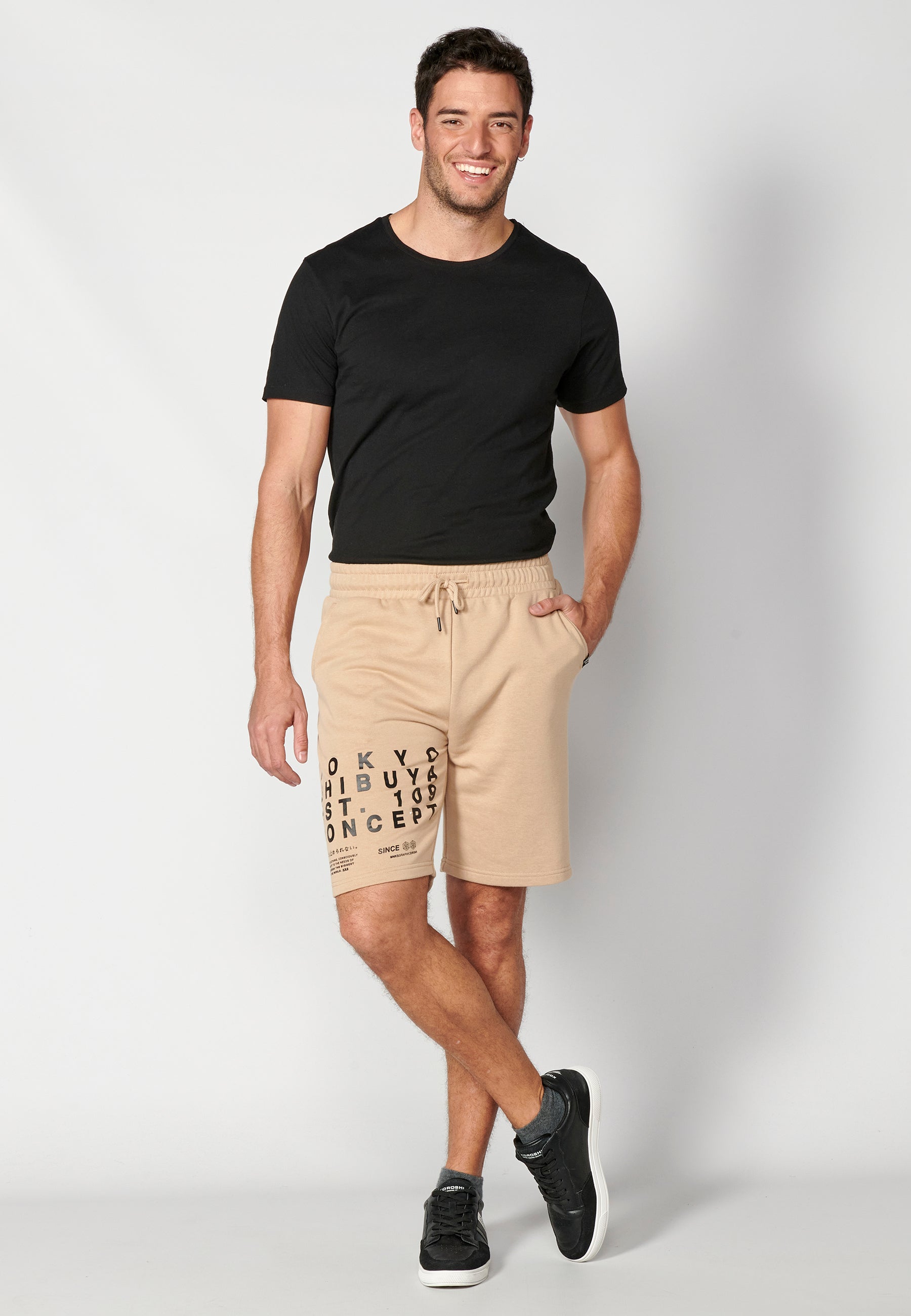 Short Hombre Jogger Cordón Estampado Lateral – Koroshi 2311PS90