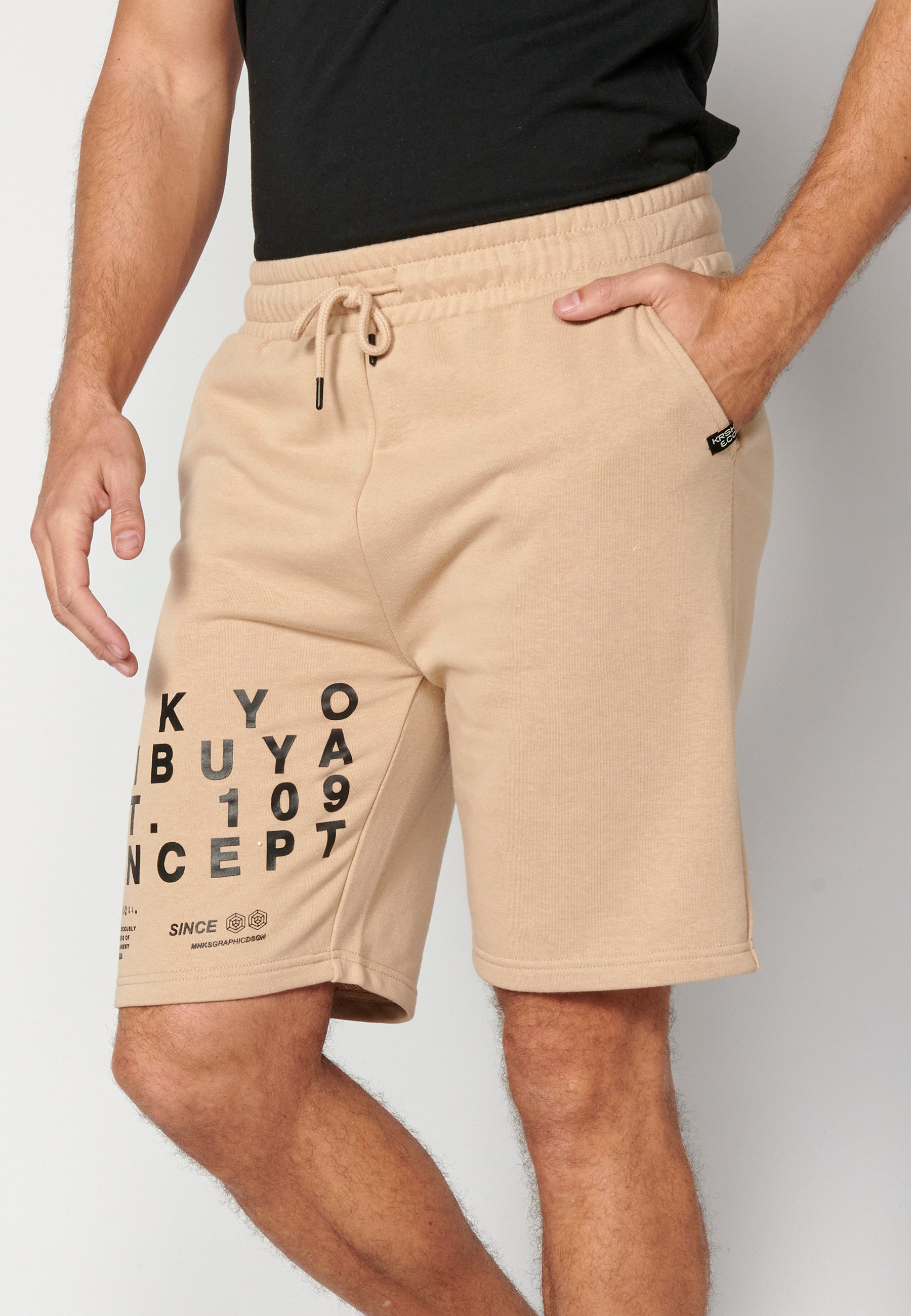 Short Hombre Jogger Cordón Estampado Lateral – Koroshi 2311PS90