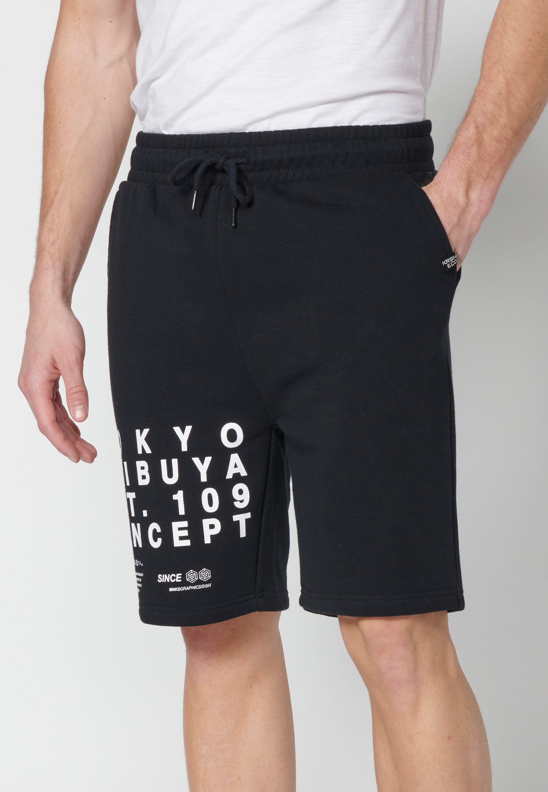 Short Hombre Jogger Cordón Estampado Lateral – Koroshi 2311PS90