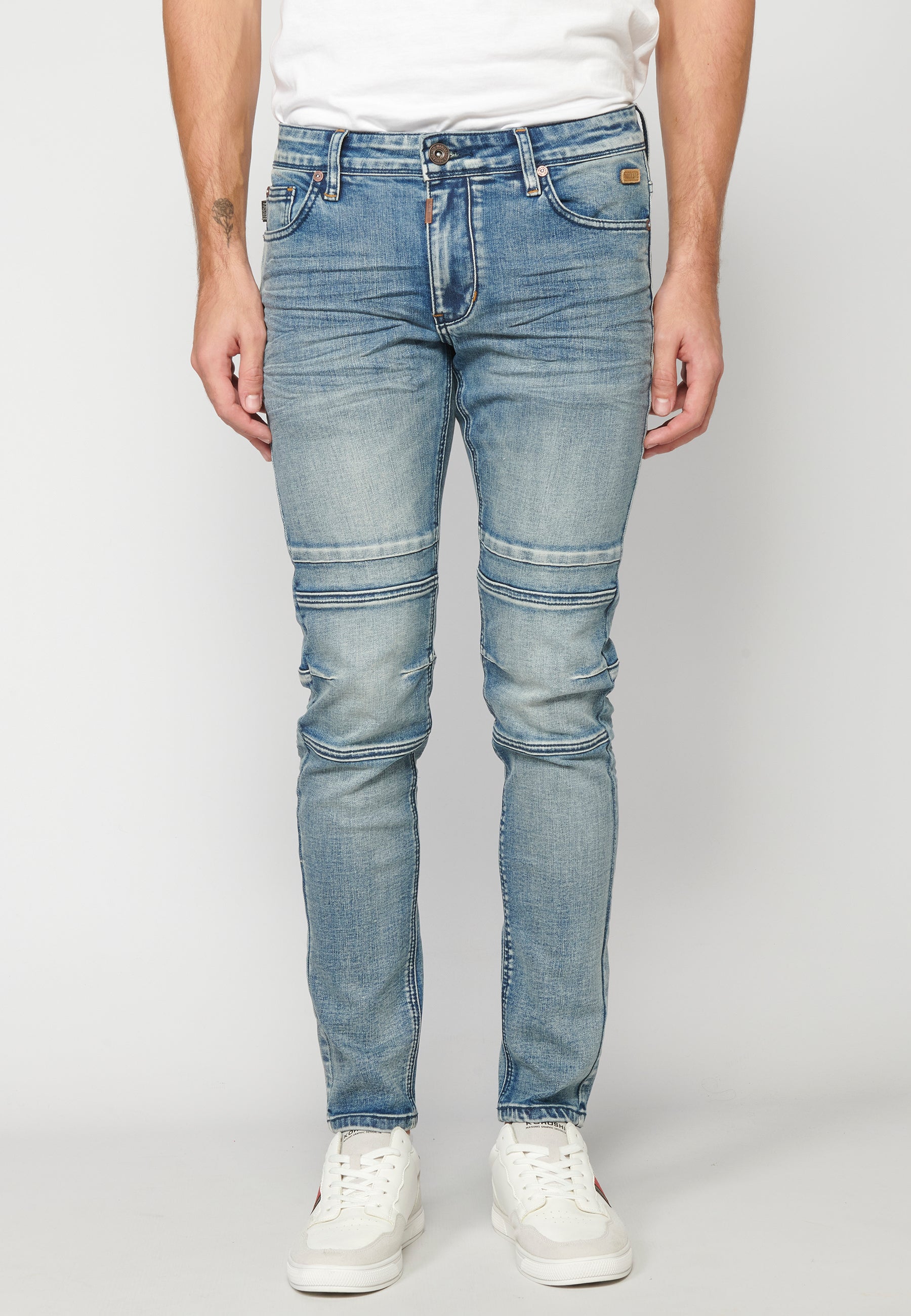 Pantalón Vaquero Biker Skinny Hombre – Koroshi Azul Claro