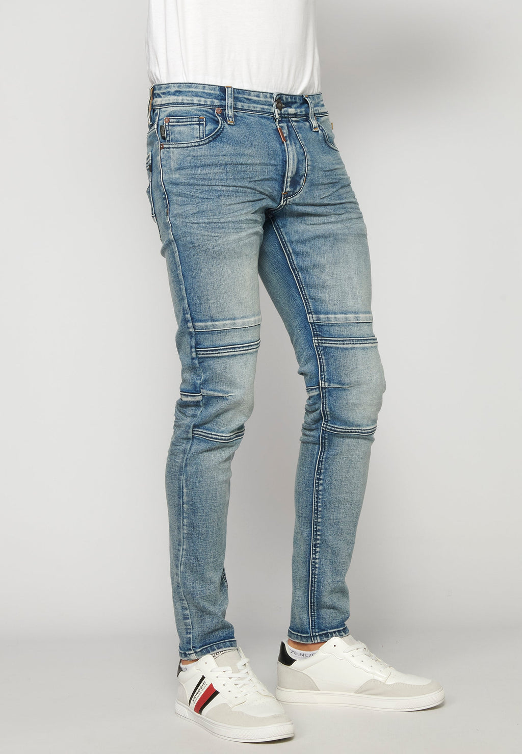 Pantalón Vaquero Biker Skinny Hombre – Koroshi Azul Claro