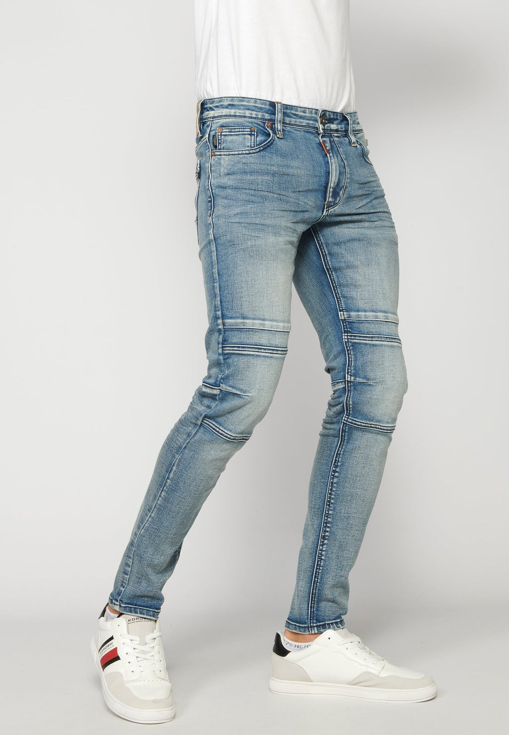 Pantalón Vaquero Biker Skinny Hombre – Koroshi Azul Claro