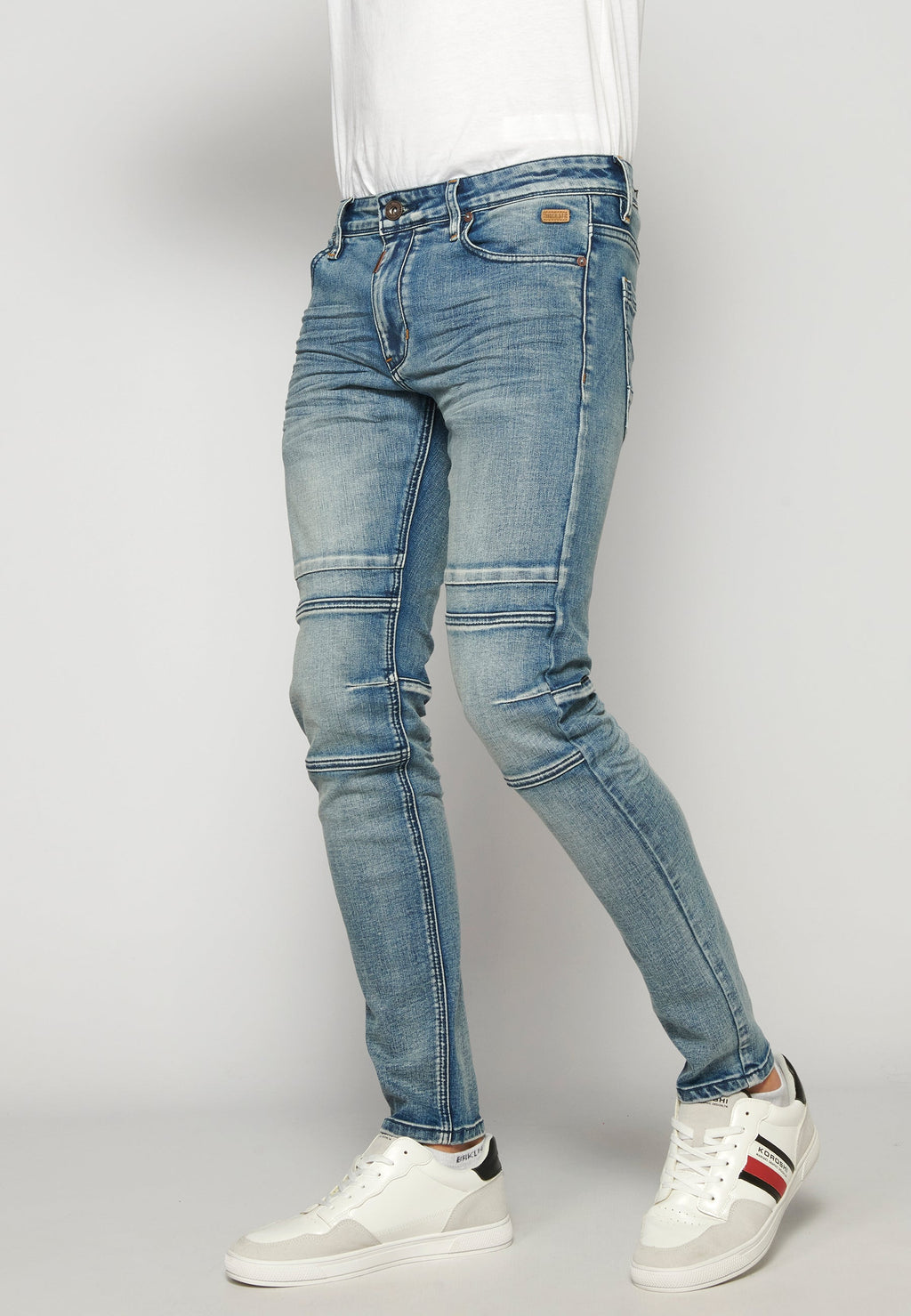 Pantalón Vaquero Biker Skinny Hombre – Koroshi Azul Claro