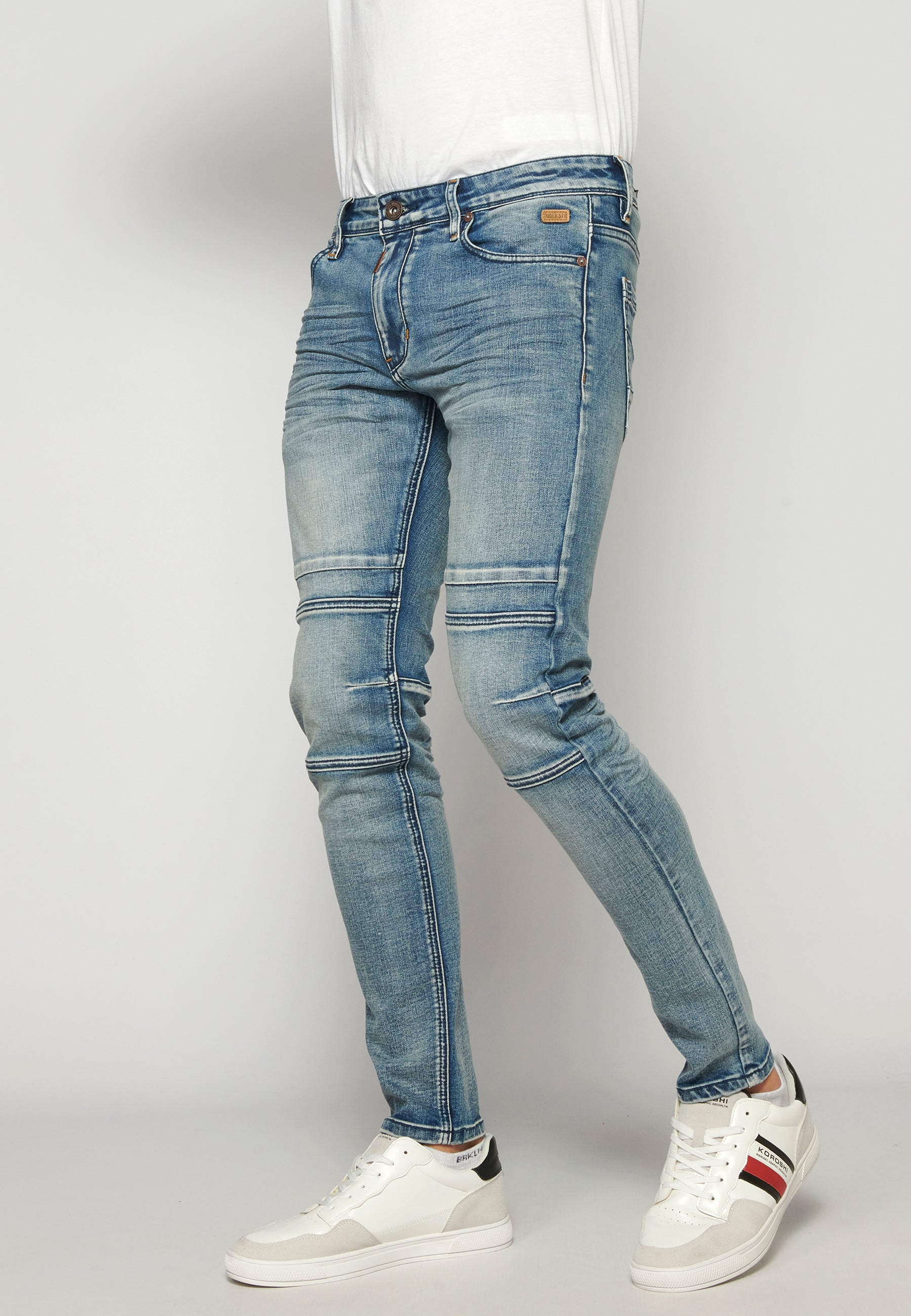 Pantalón Vaquero Biker Skinny Hombre – Koroshi Azul Claro