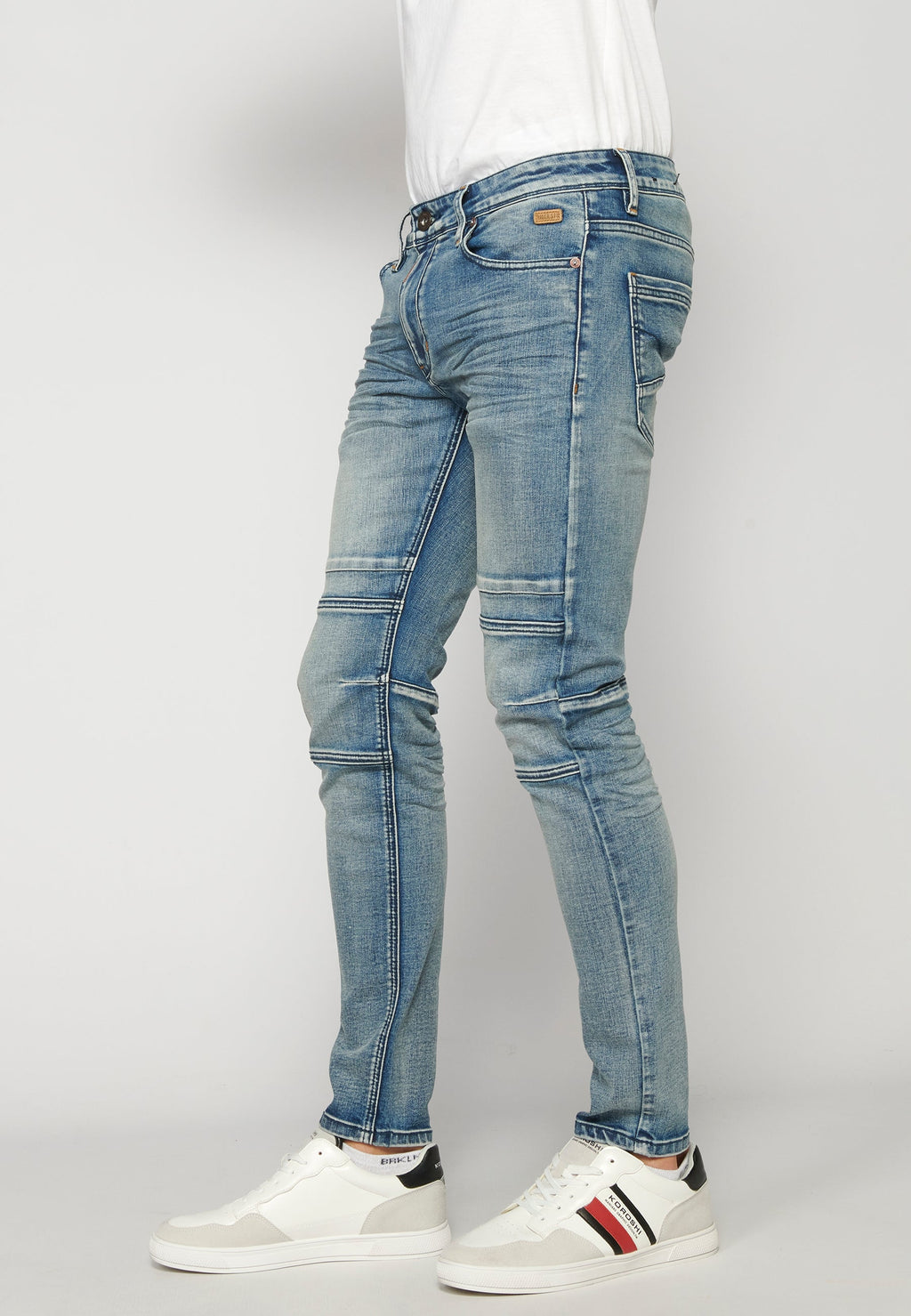 Pantalón Vaquero Biker Skinny Hombre – Koroshi Azul Claro