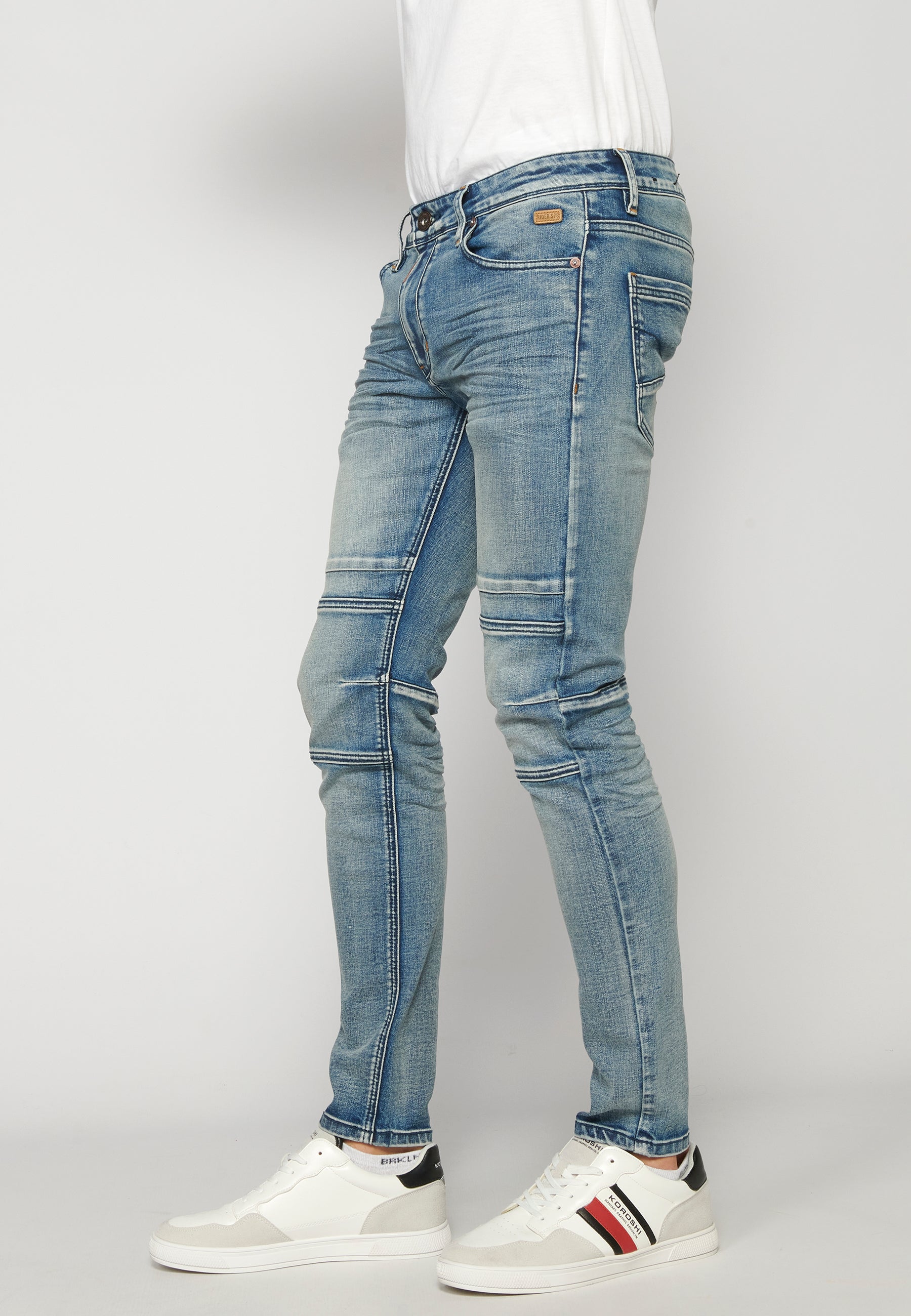 Pantalón Vaquero Biker Skinny Hombre – Koroshi Azul Claro