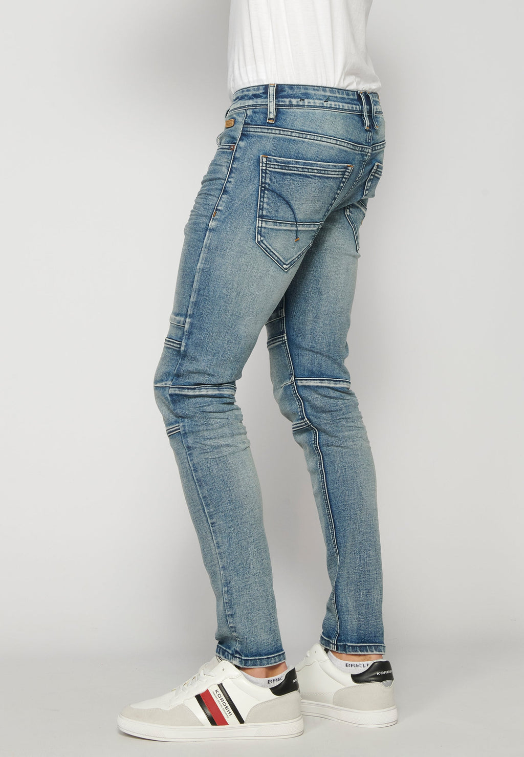 Pantalón Vaquero Biker Skinny Hombre – Koroshi Azul Claro