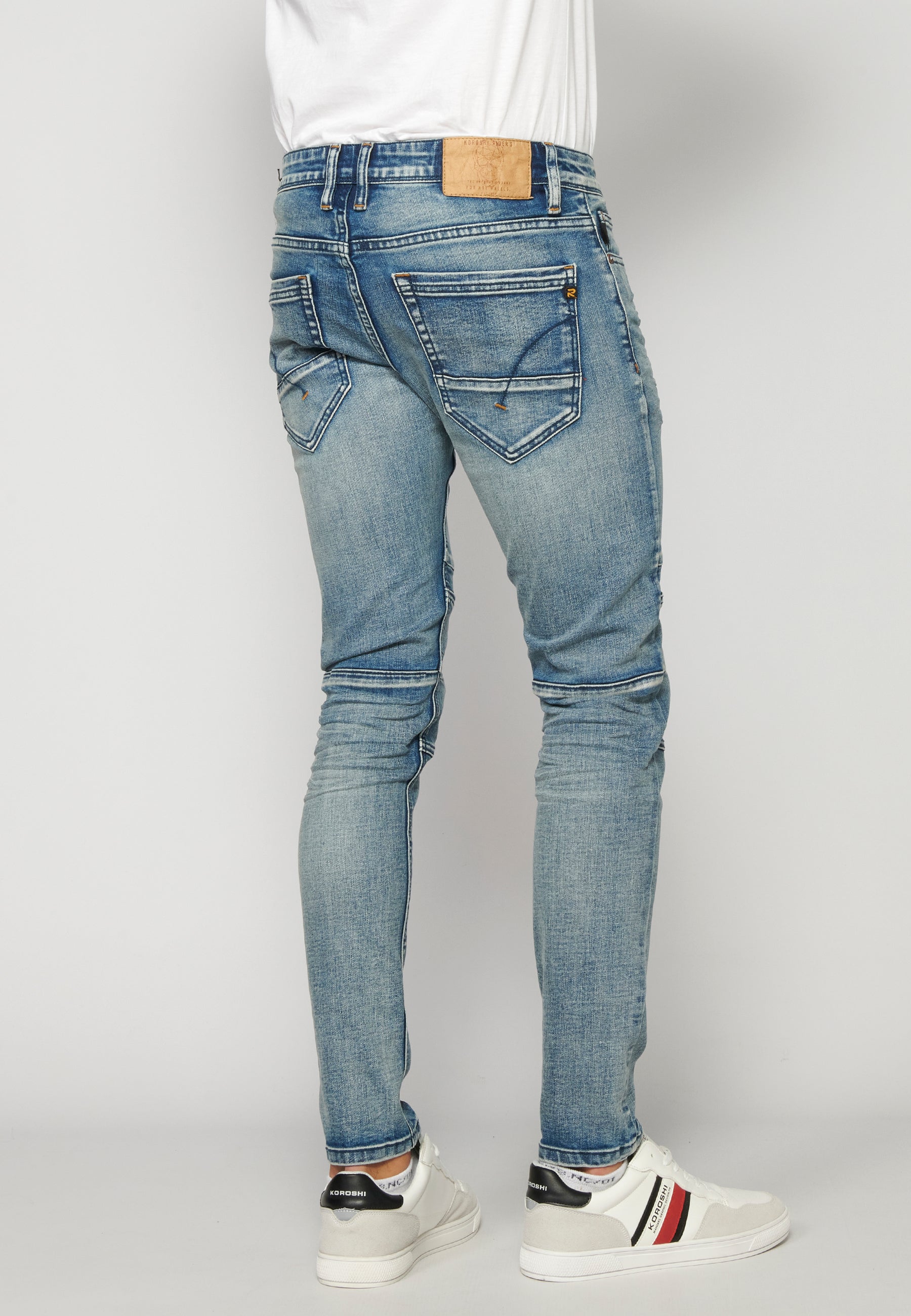Pantalón Vaquero Biker Skinny Hombre – Koroshi Azul Claro