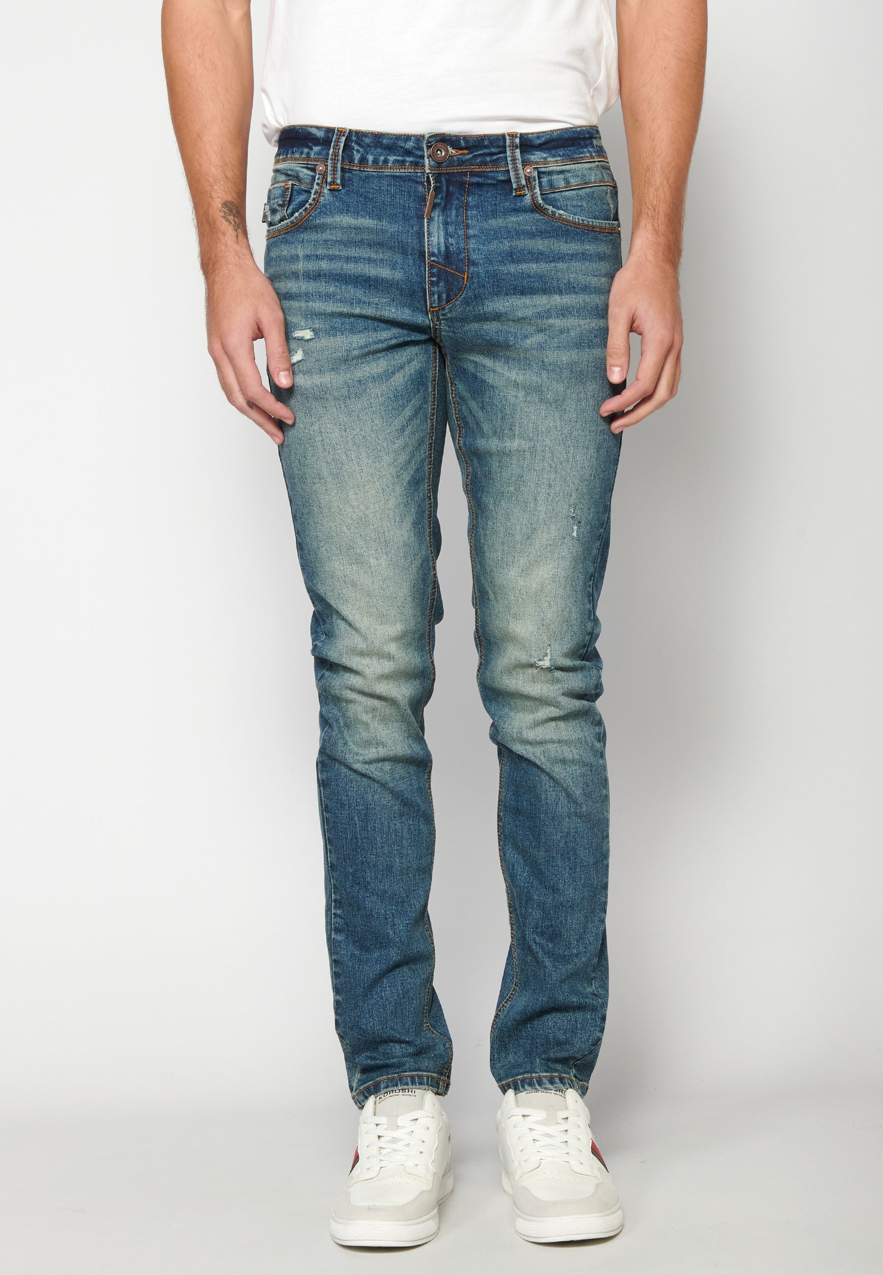 Pantalón Vaquero Slim Fit Cinco Bolsillos Hombre – Koroshi Azul Medio