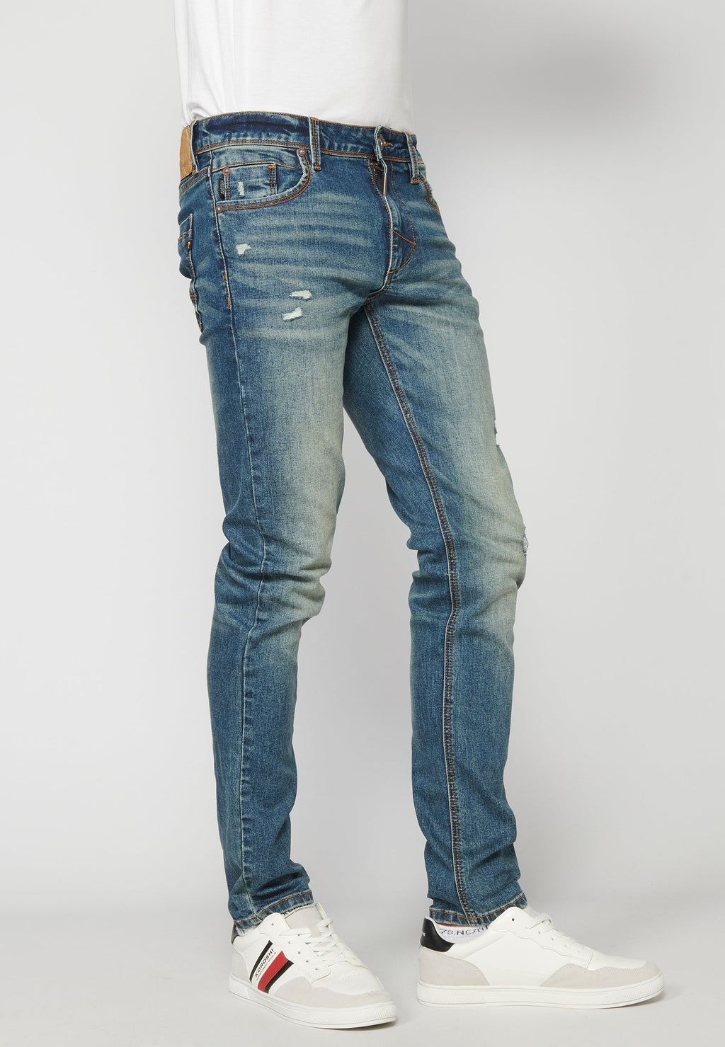 Pantalón Vaquero Slim Fit Cinco Bolsillos Hombre – Koroshi Azul Medio