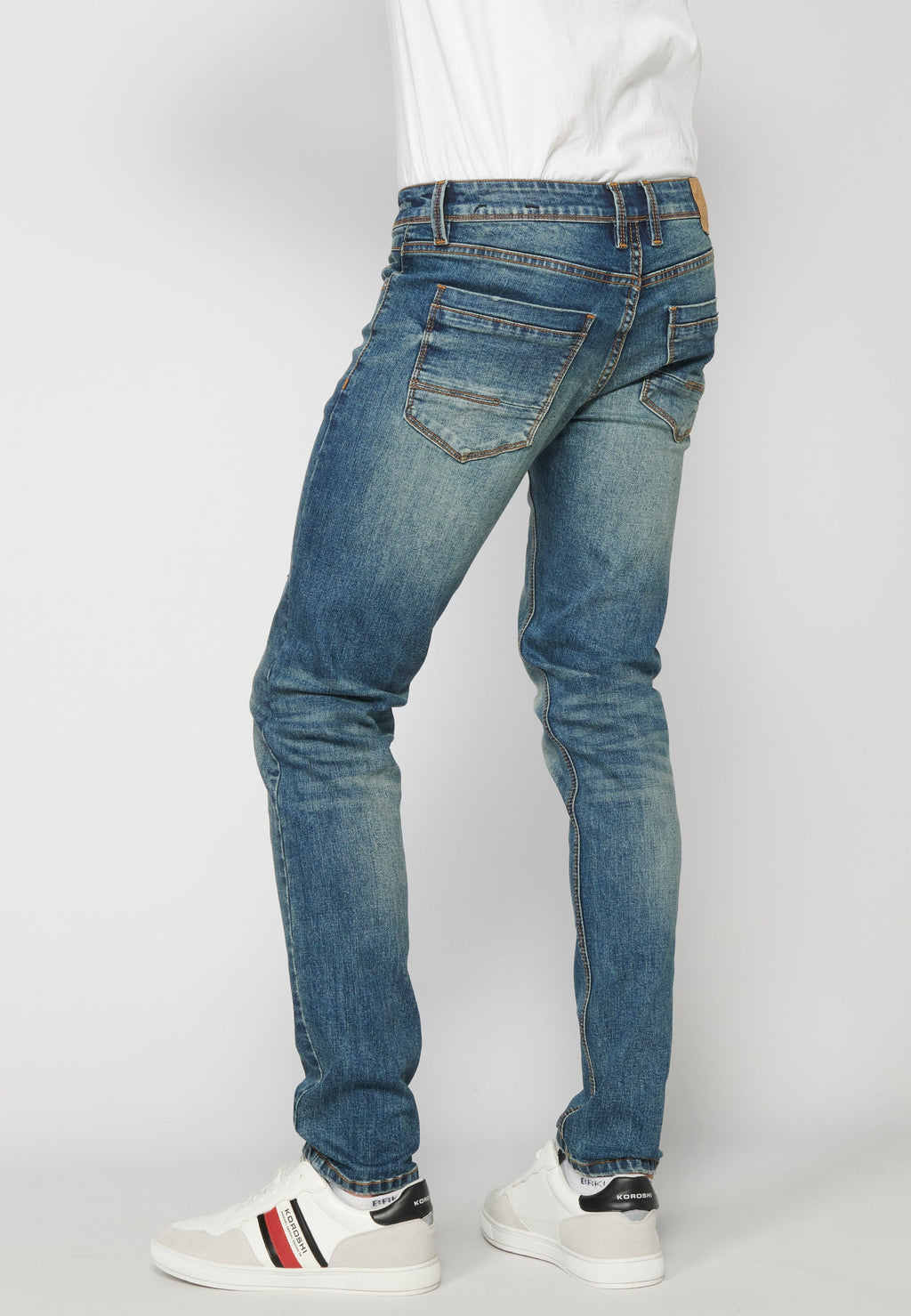 Pantalón Vaquero Slim Fit Cinco Bolsillos Hombre – Koroshi Azul Medio