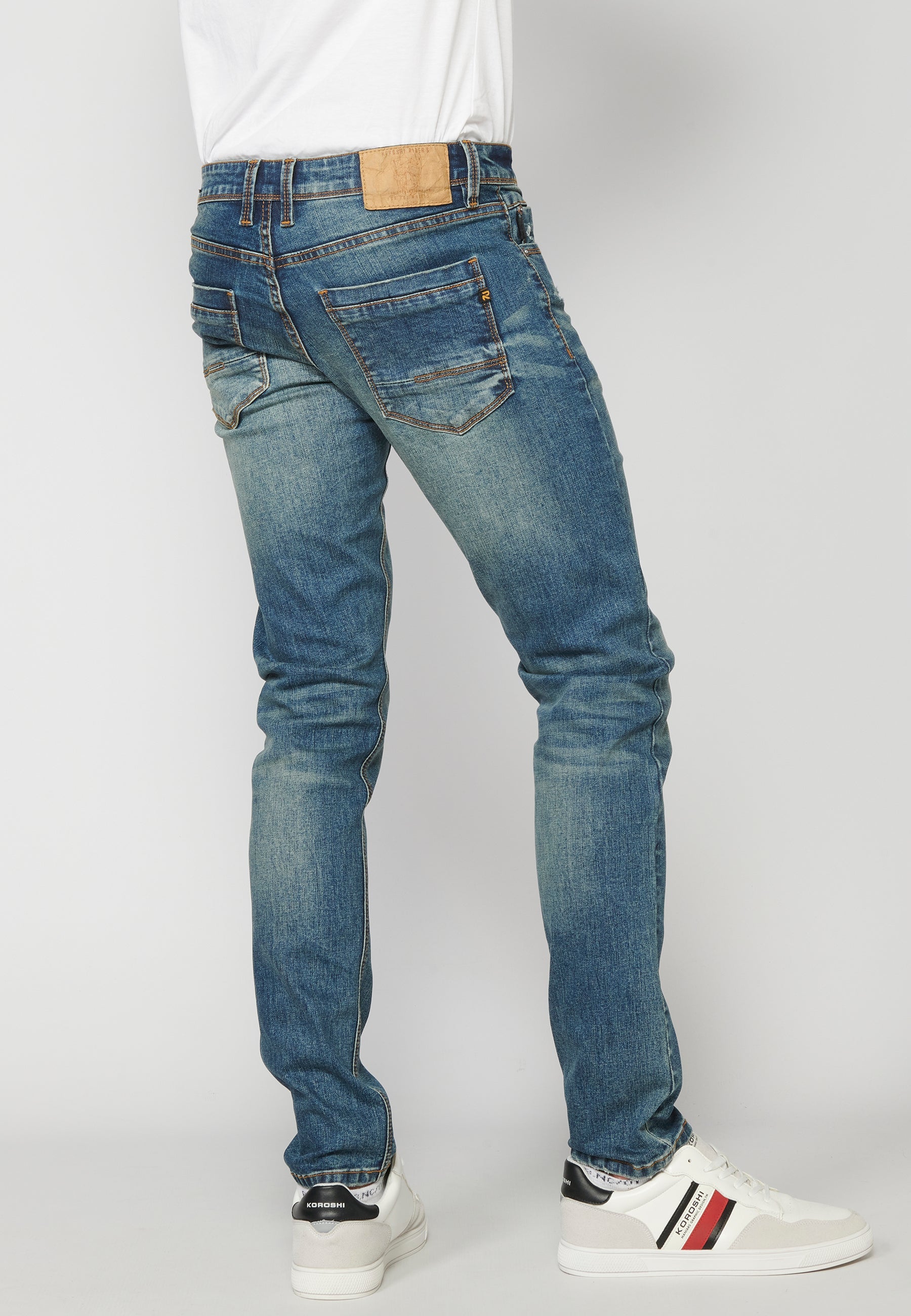 Pantalón Vaquero Slim Fit Cinco Bolsillos Hombre – Koroshi Azul Medio